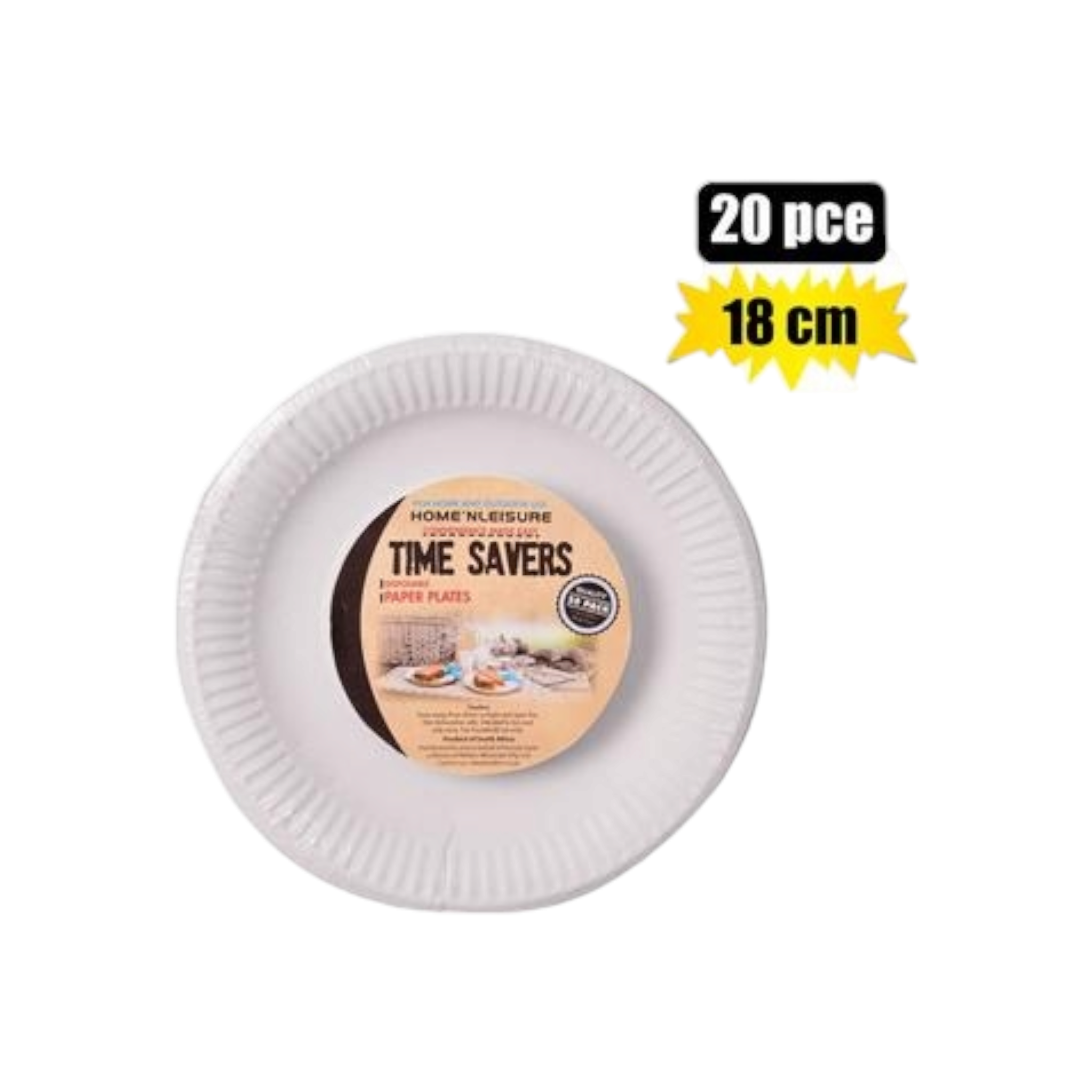 Time Savers Disposable Picnic Paper Plates 18cm 20pack