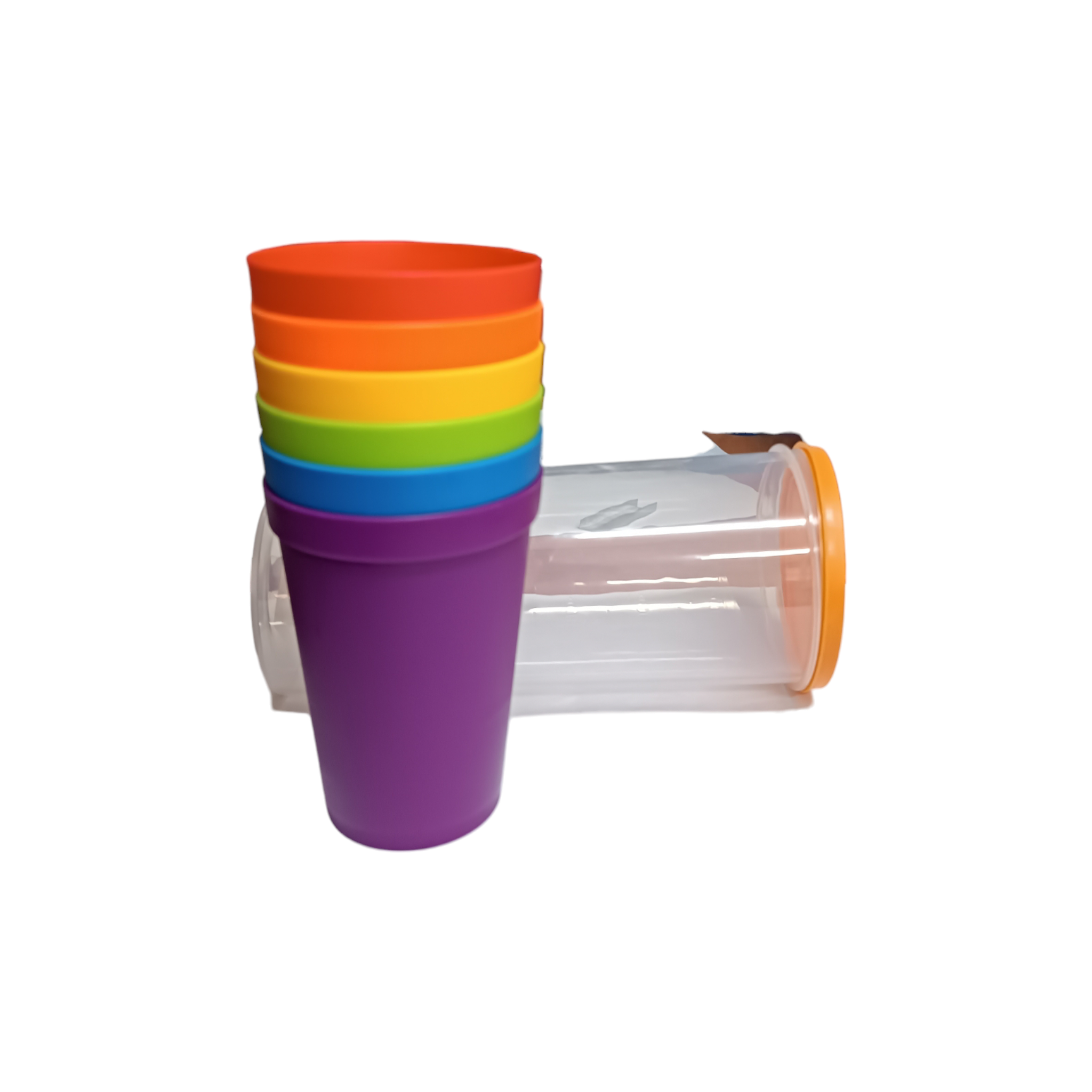Rainbow Plastic Tumbler Set 200ml Reusable 6pack
