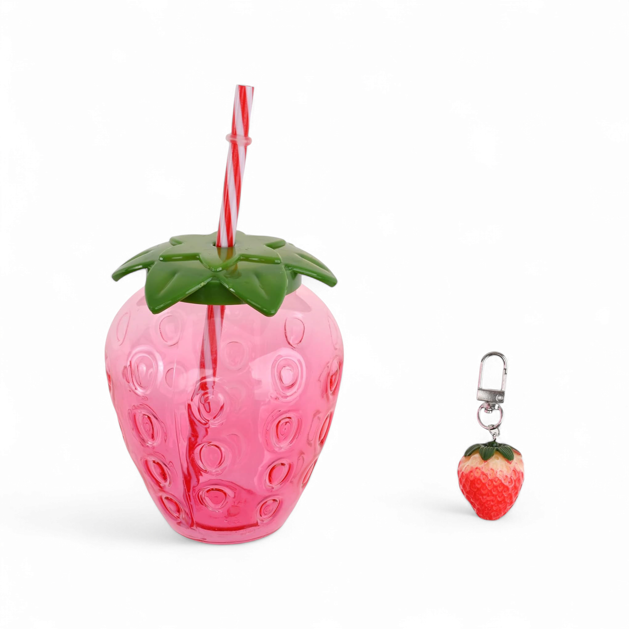 Strawberry Plastic Cup 5x11.5cm with Straw