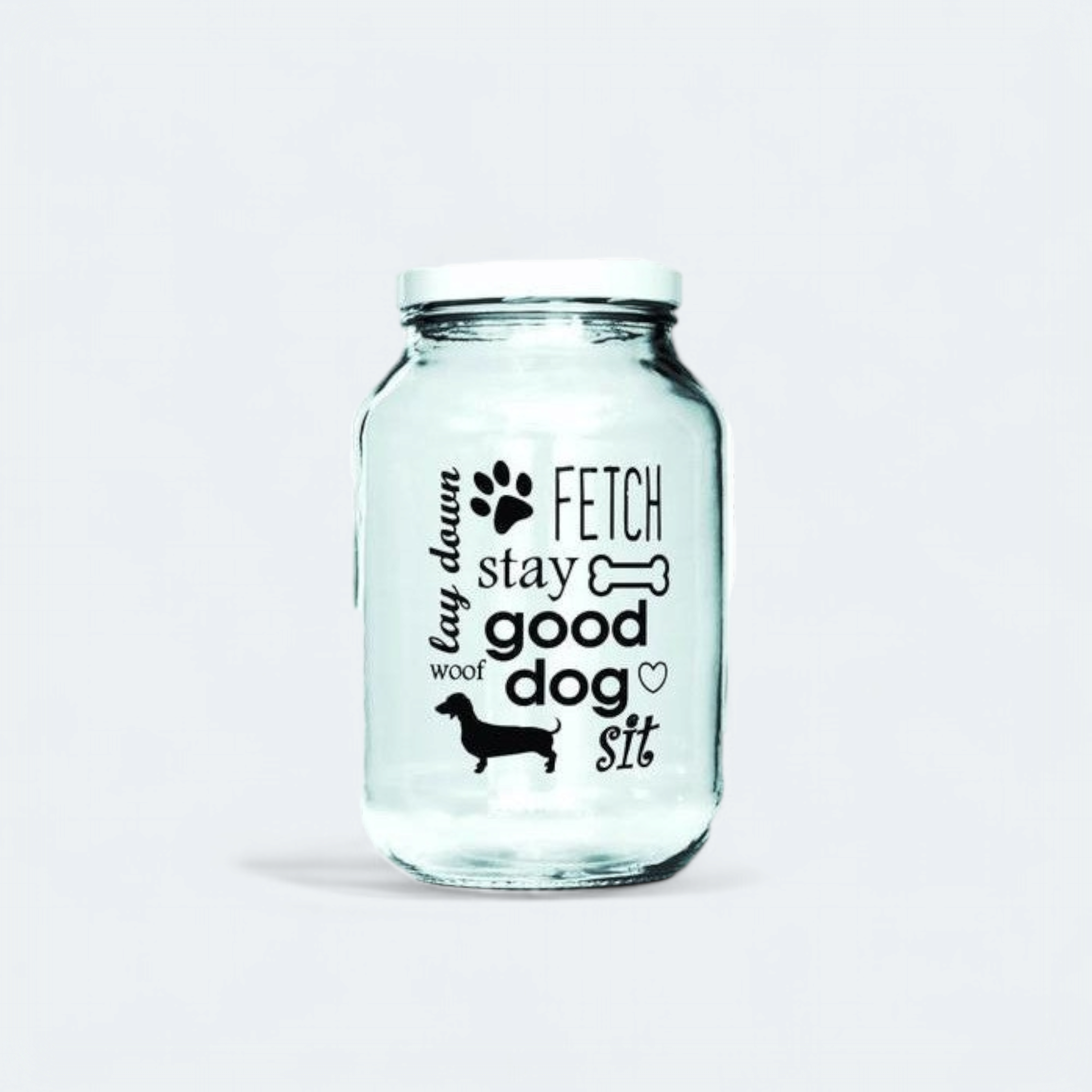 Regent Glass Storage Jar 3L Catering Printed Decal White Lid 10302