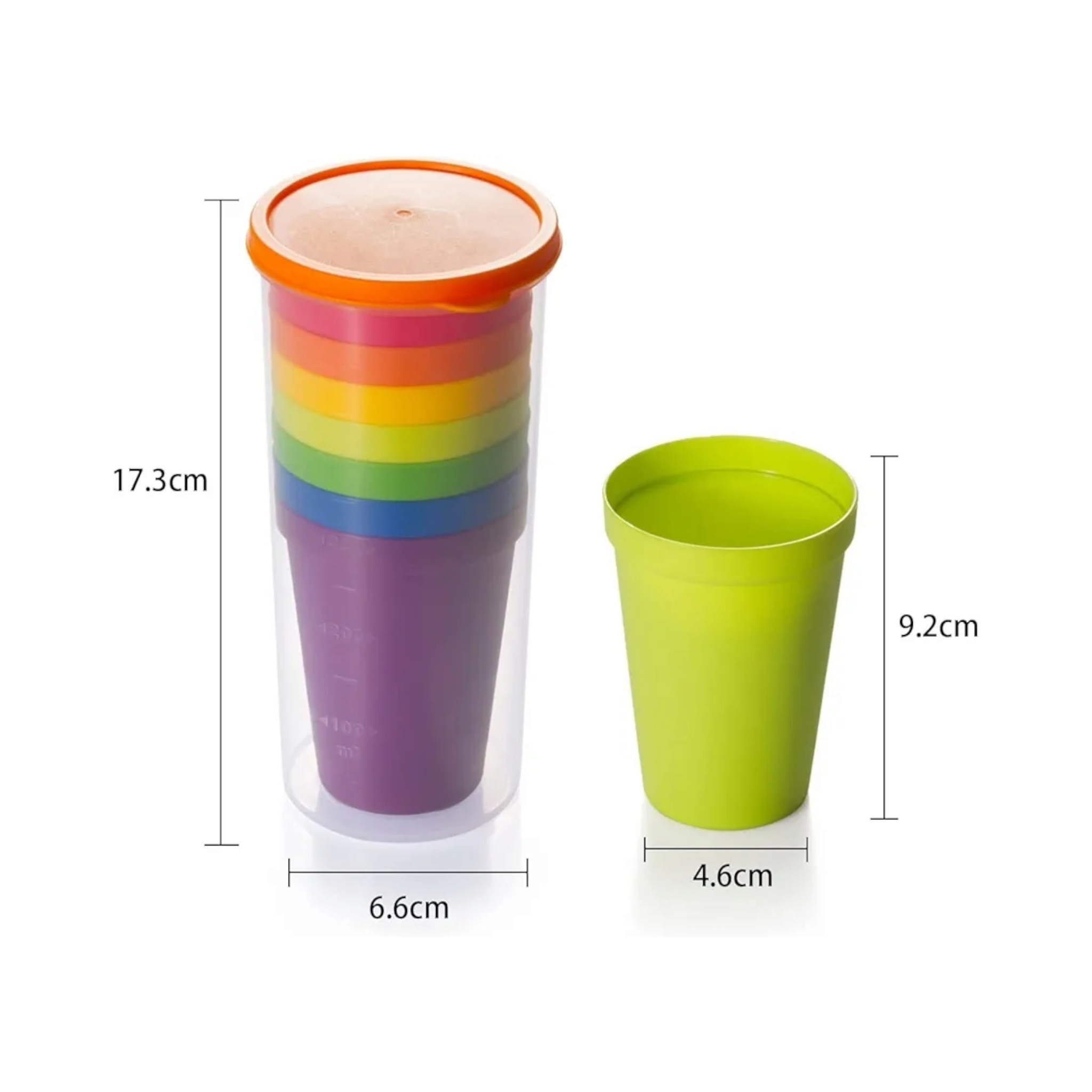 Rainbow Plastic Tumbler Set 200ml Reusable 6pack