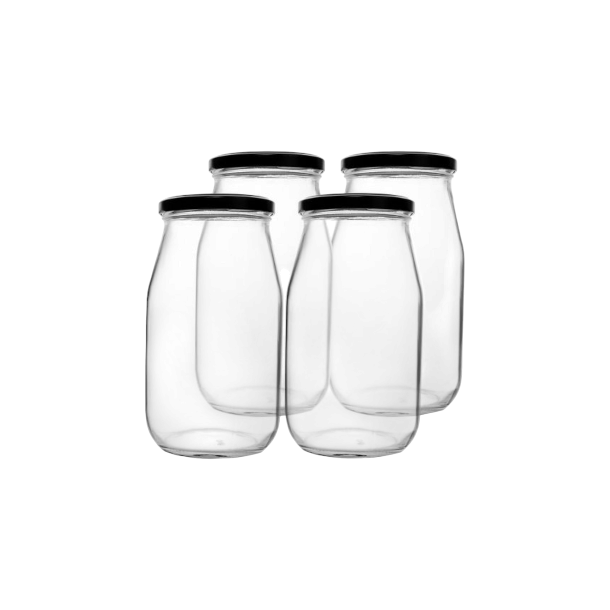 Regent Mayo Glass Jar with Black Lid 1L 4 pack