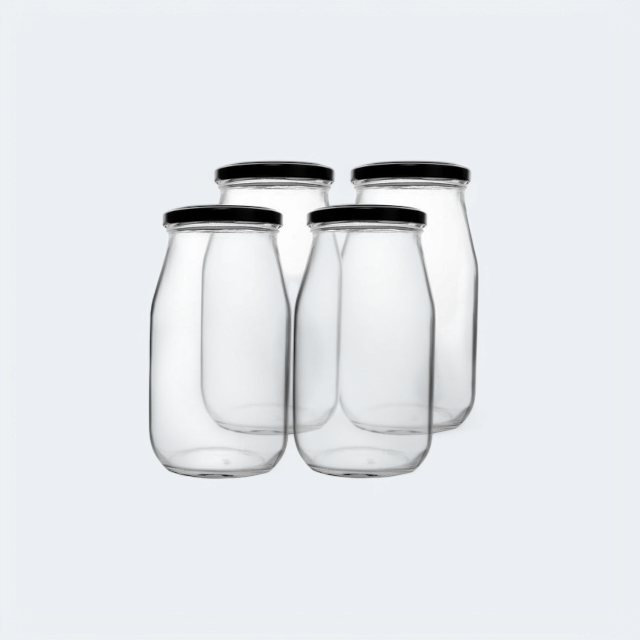 Regent Mayo Glass Jar with Black Lid 1L 4 pack