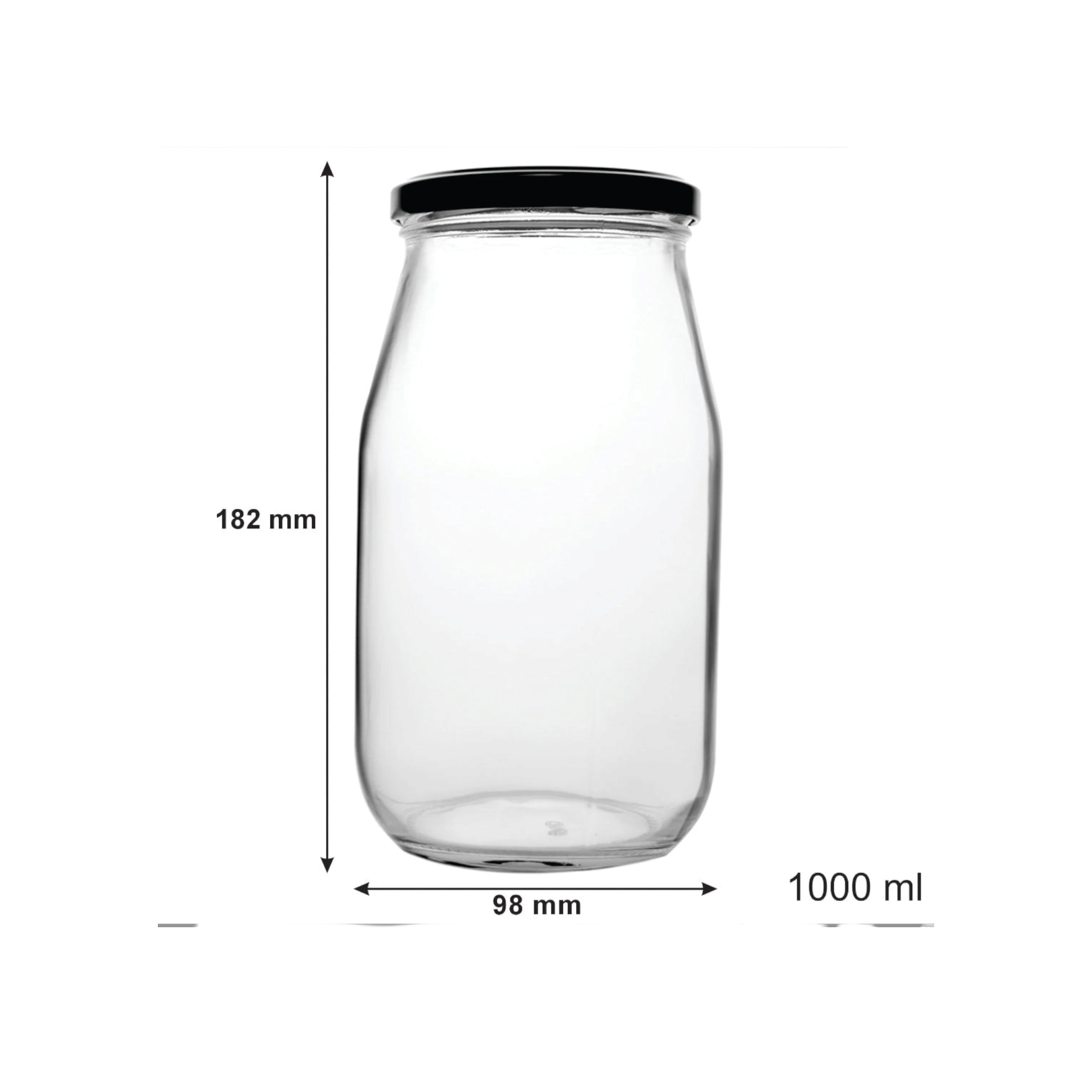 Regent Mayo Glass Jar with Black Lid 1L 4 pack