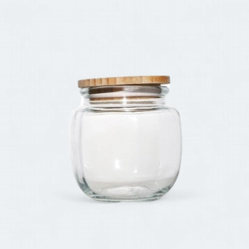 Aqua Glass Canister 500ml Round with Bamboo Lid 27252