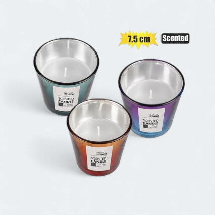 Scented Candle In Glass Holder 7.5cm 2 Tone