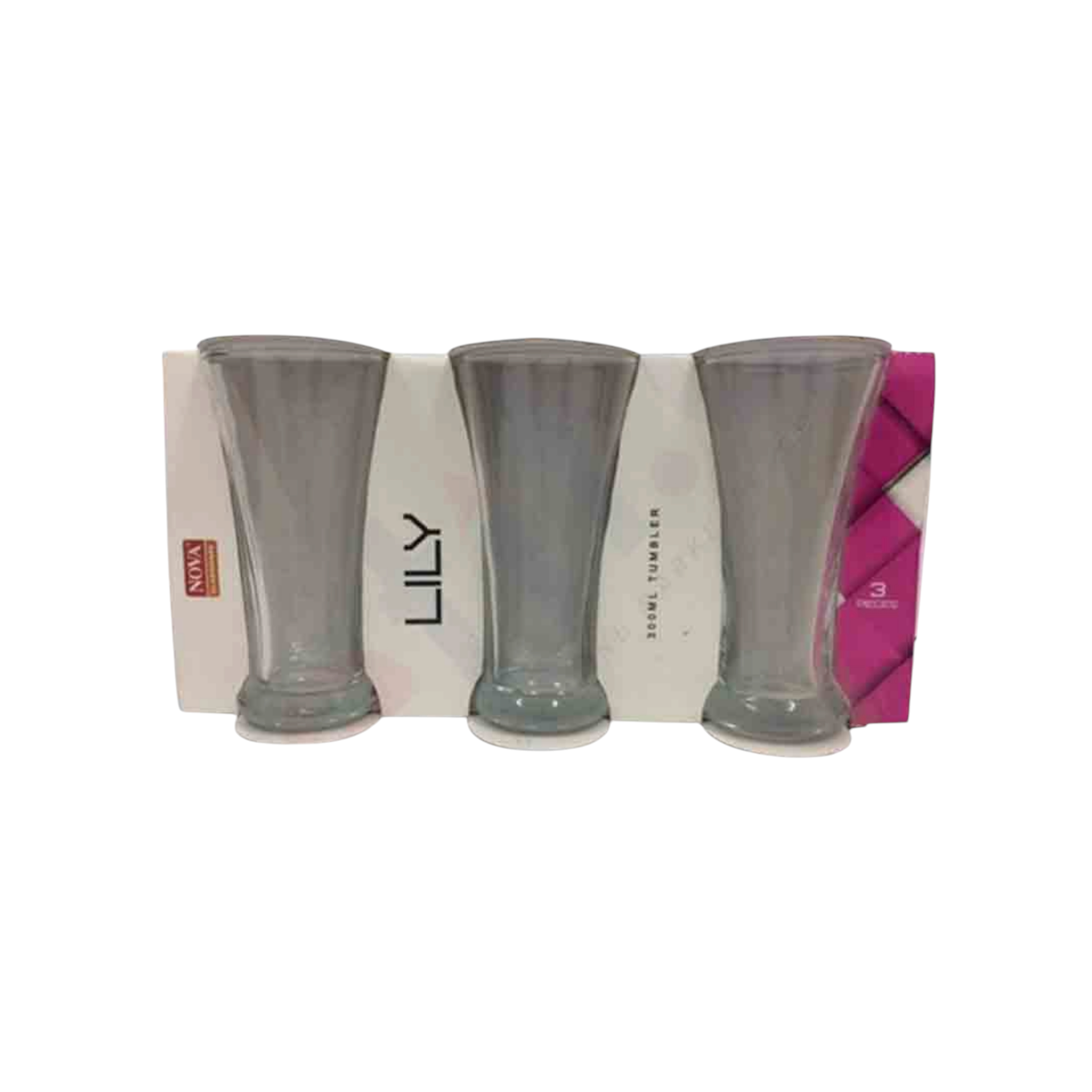 Nova Lily Tall Pilsner Glass Tumbler 300ml Milkshake 3pack
