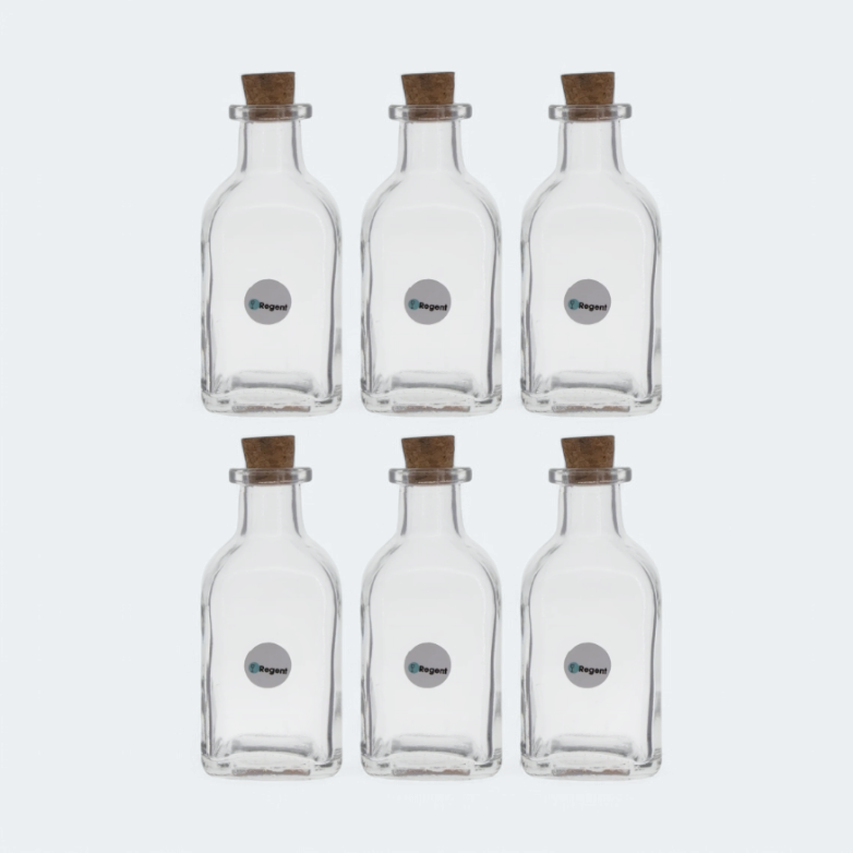 Regent Glass Square Bottle 120ml with Cork Lid 6pack