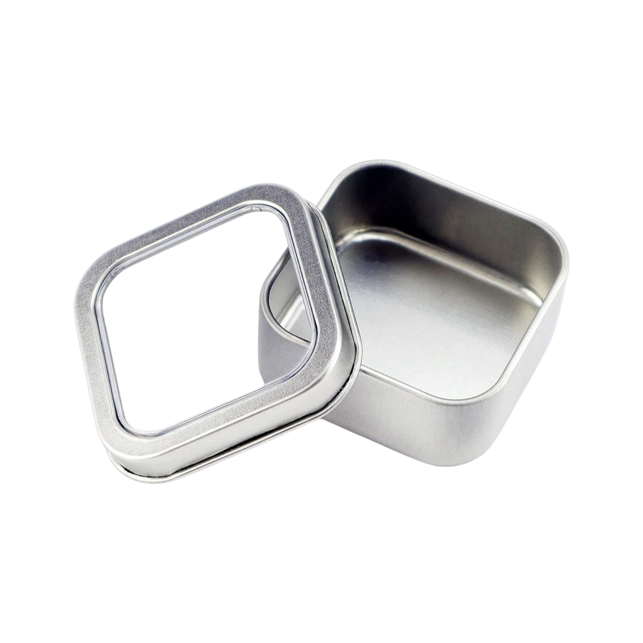 Gift Box Tin Square Metal with Clear Face Window Top