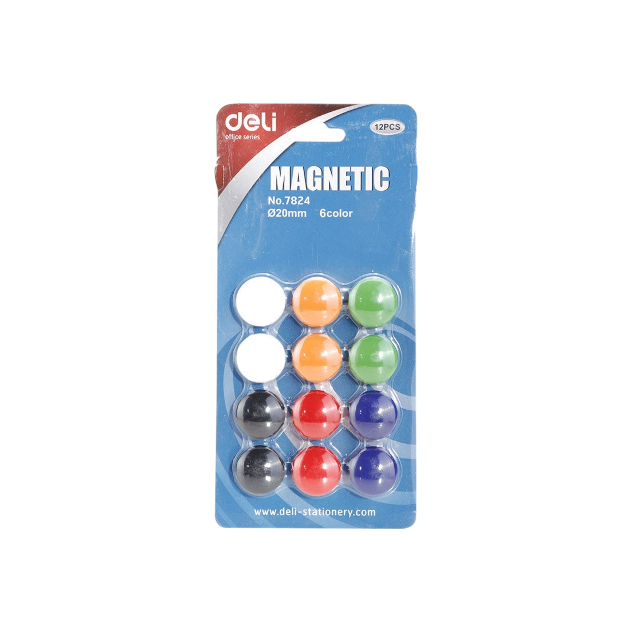 Deli Magnet 20mm 12pc Assorted 6 Color Card