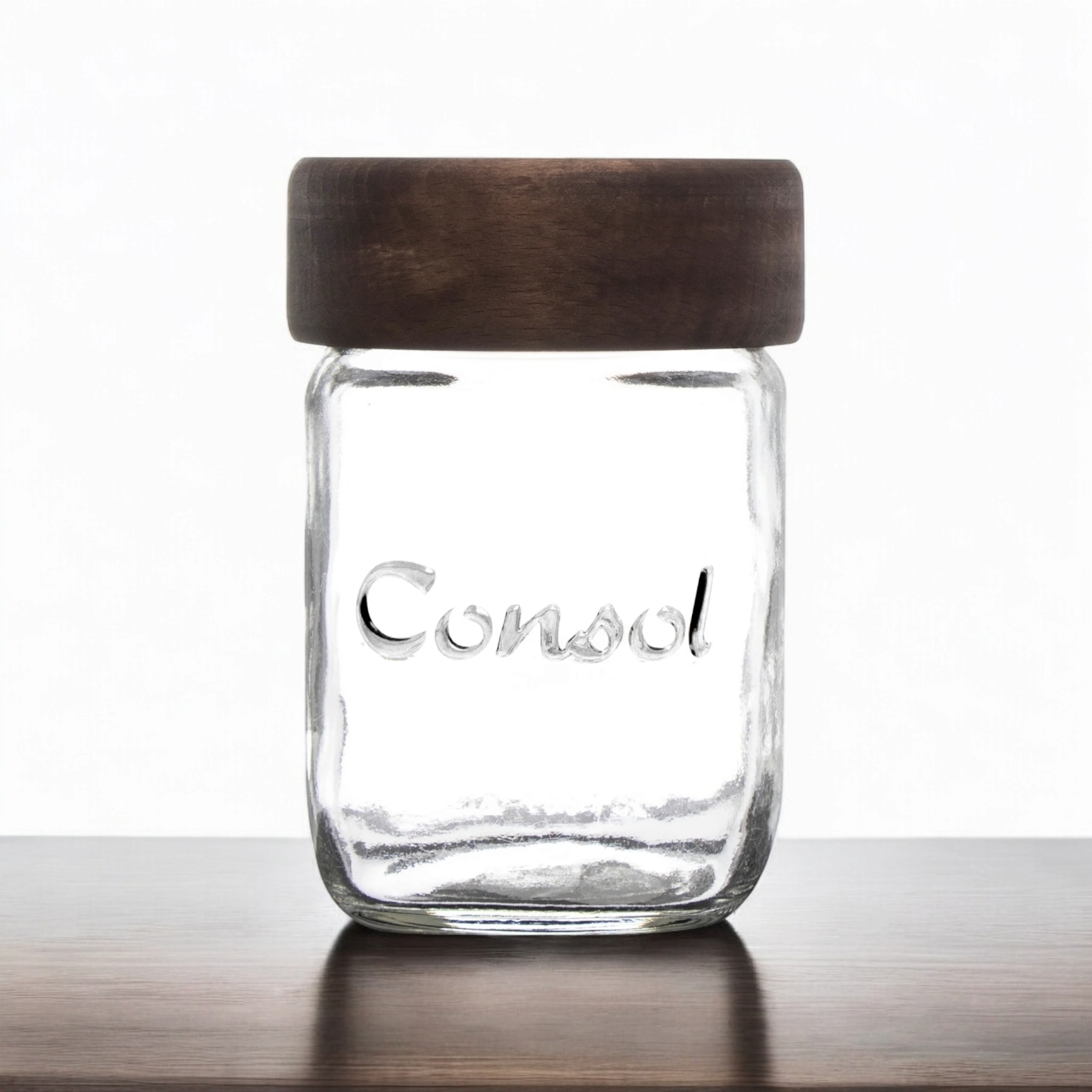 Consol Preserve Glass Jar 250ml with Dark Wood Lid 10141