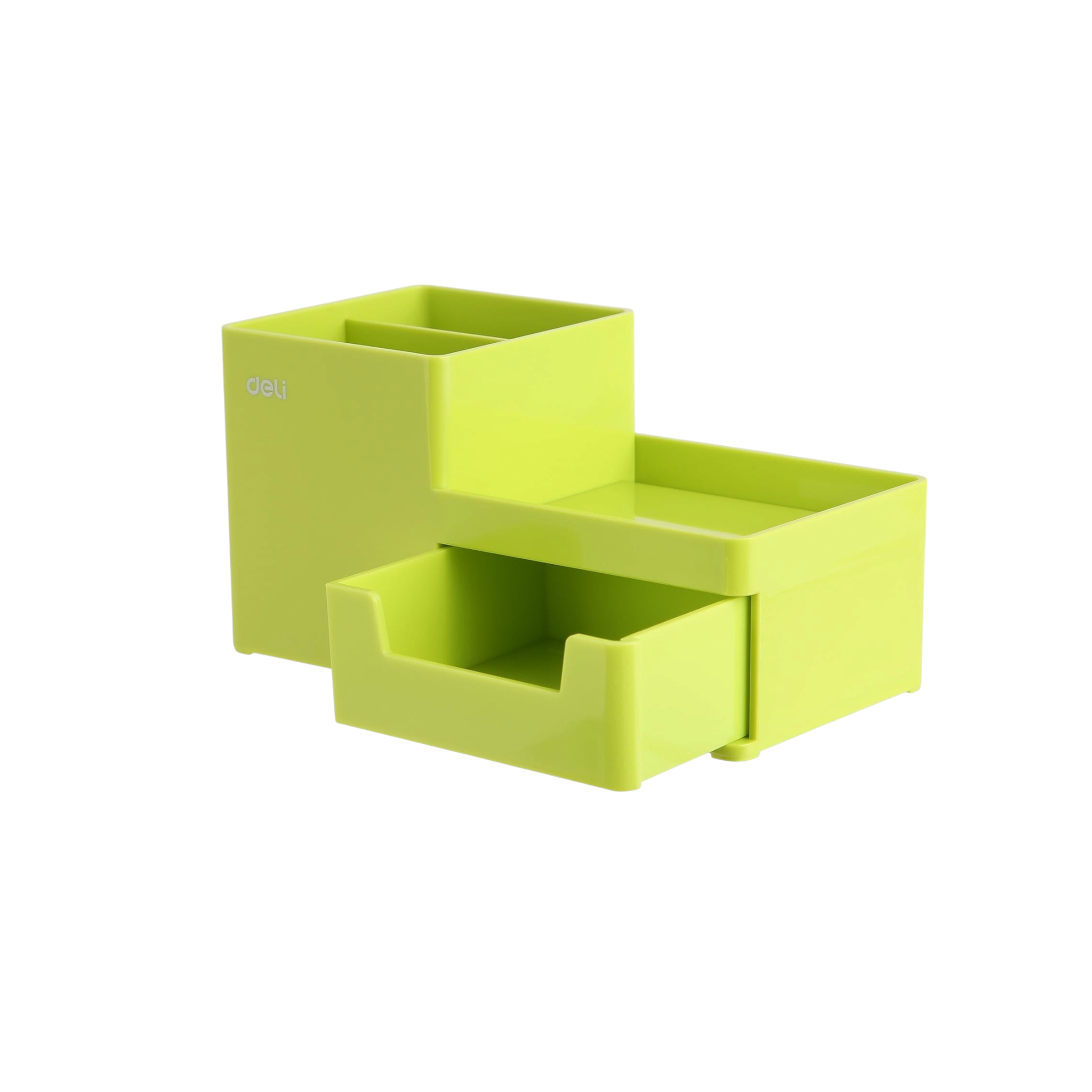 Deli Desk Organizer 1-Drawer 3 -Compartment 175x90x92mm PVC Green