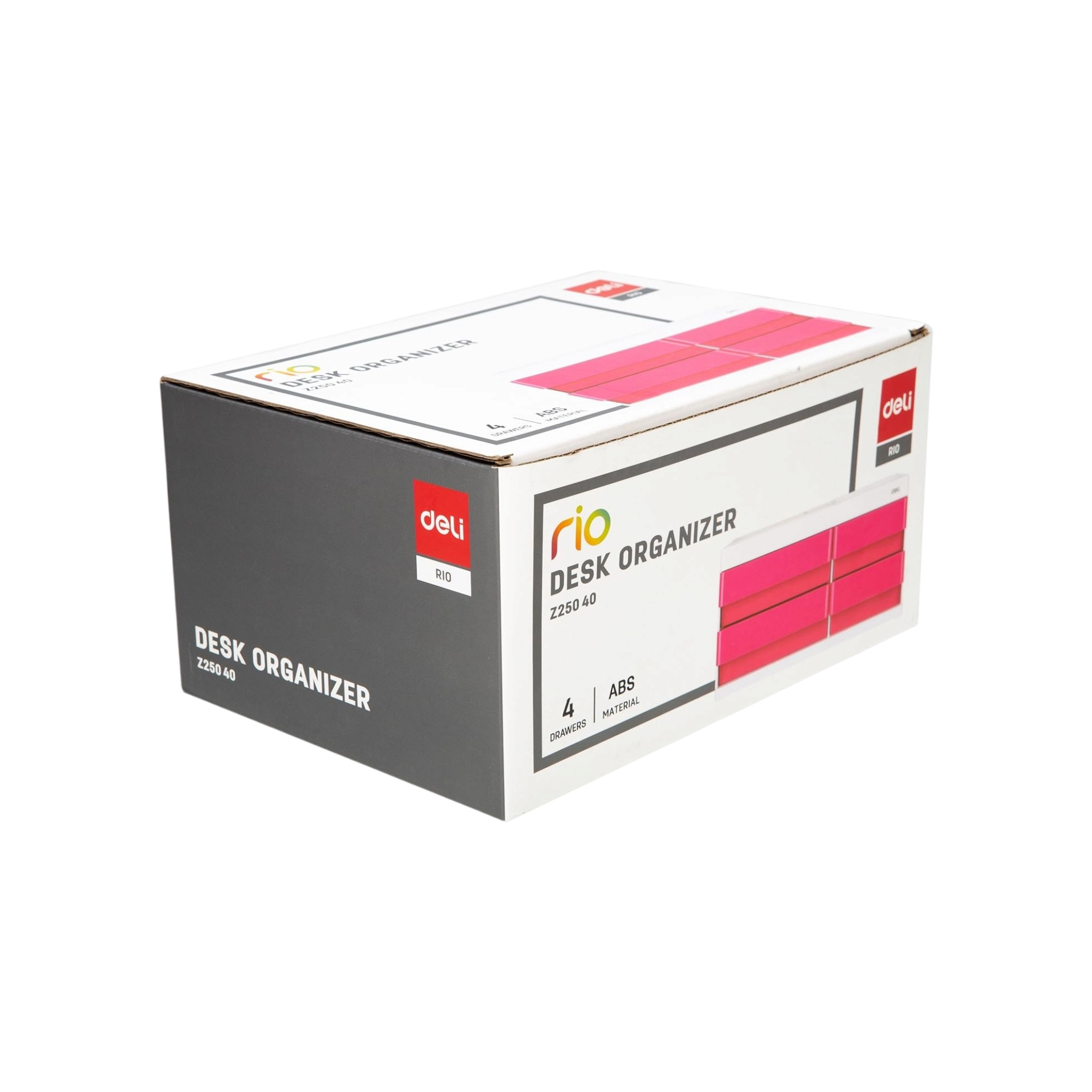 Deli Desk Organizer 4-Drawer 265x189x131mm Red