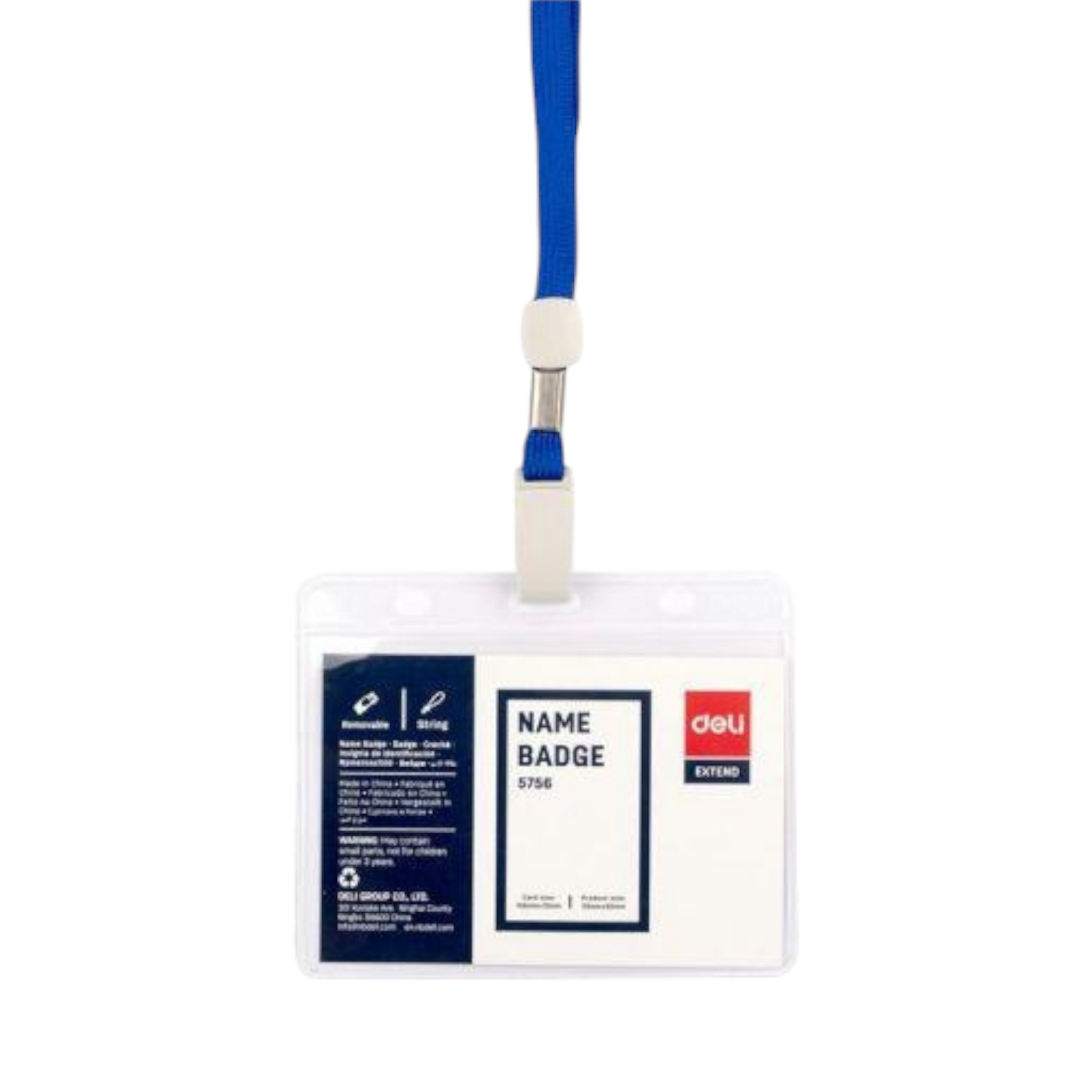 Deli Name Badge Blue Card with Horizontal Lanyard 102x91x0.25mm 50pcs