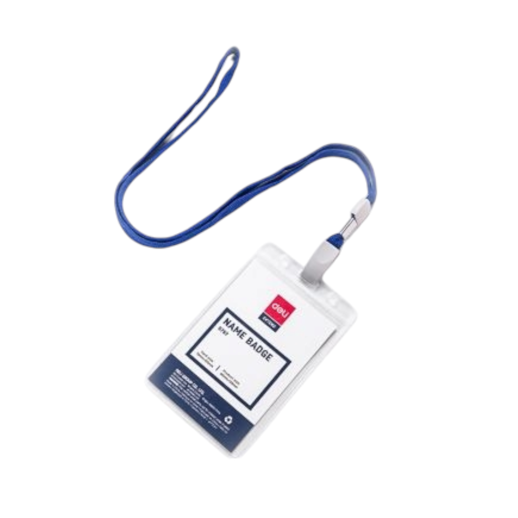 Deli Name Badge With Blue Lanyard Card 95x68x0.25mm Vertical Blue 50pcs
