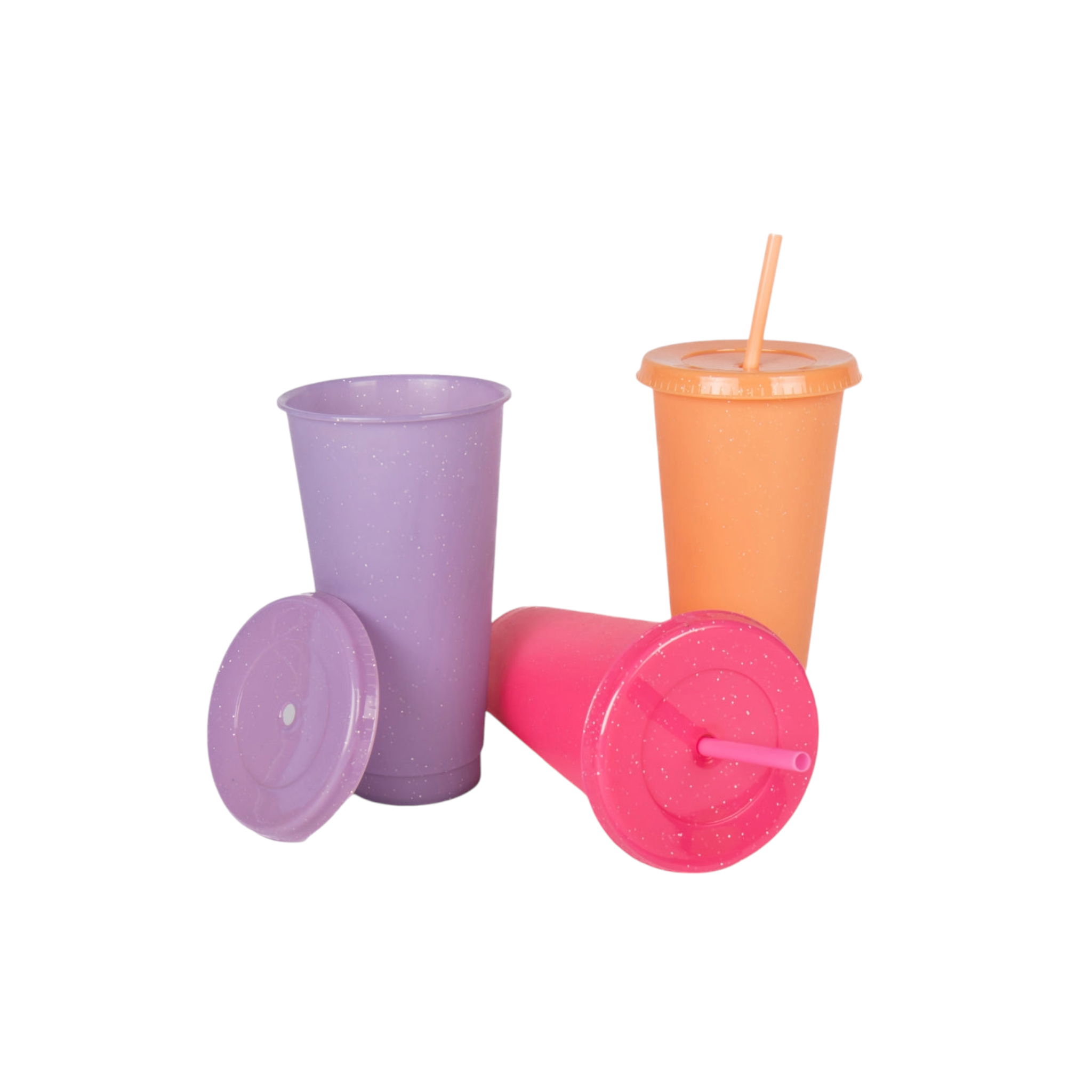 650ml Reusable Glitter Smoothie Cup with Lid & Straw