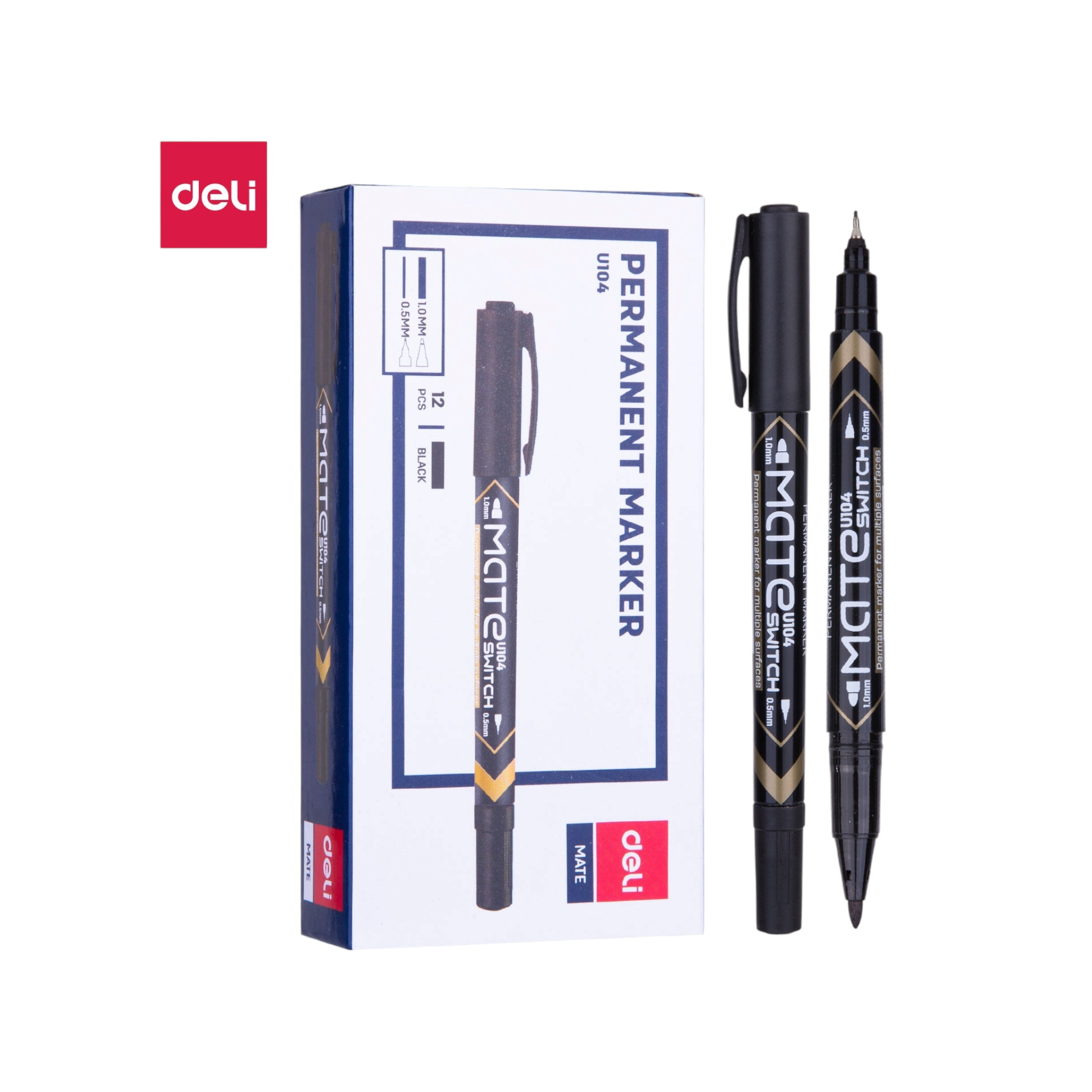 Deli Permanent Marker Dual 0.55mm and 1.0mm