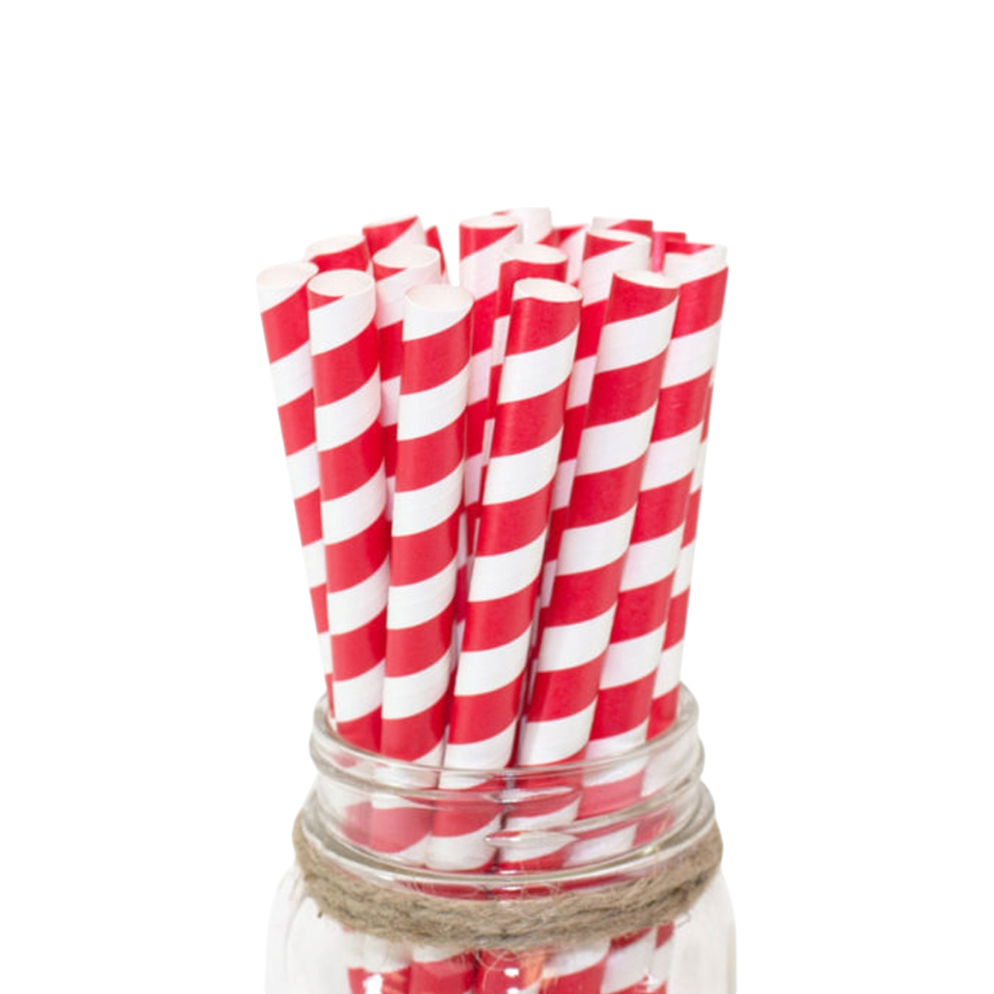 Disposable Paper Straws 8mm Cherry Striped 25pack