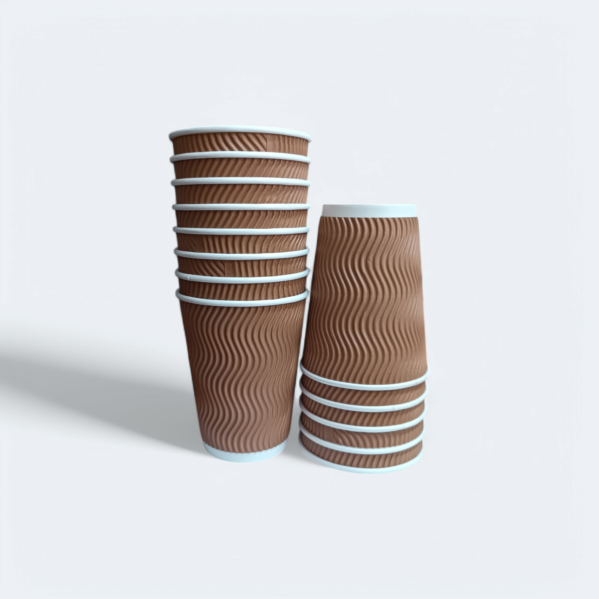 360ml Disposable Ripple Coffee Cup Brown 25pack