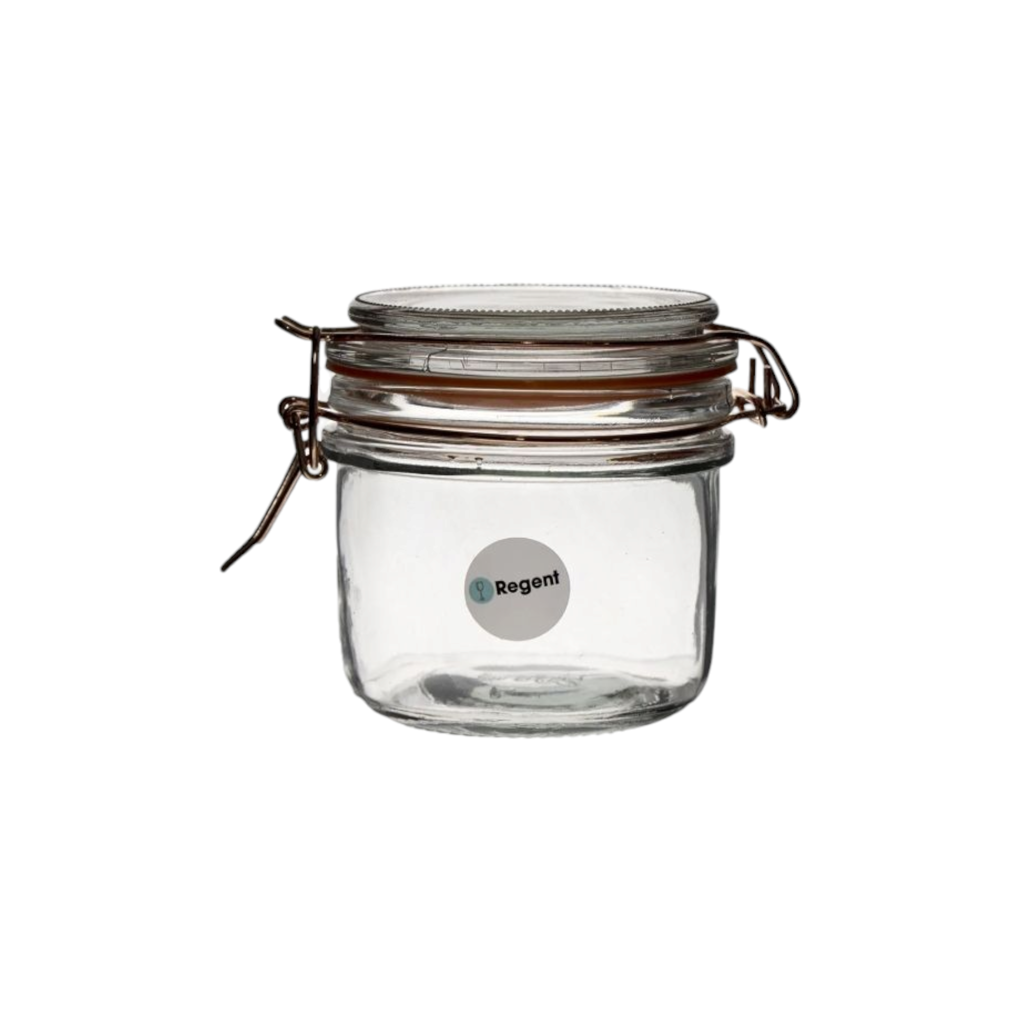 Regent Glass Square Hermetic Jars with Rose Gold Clip 200ml 6pack