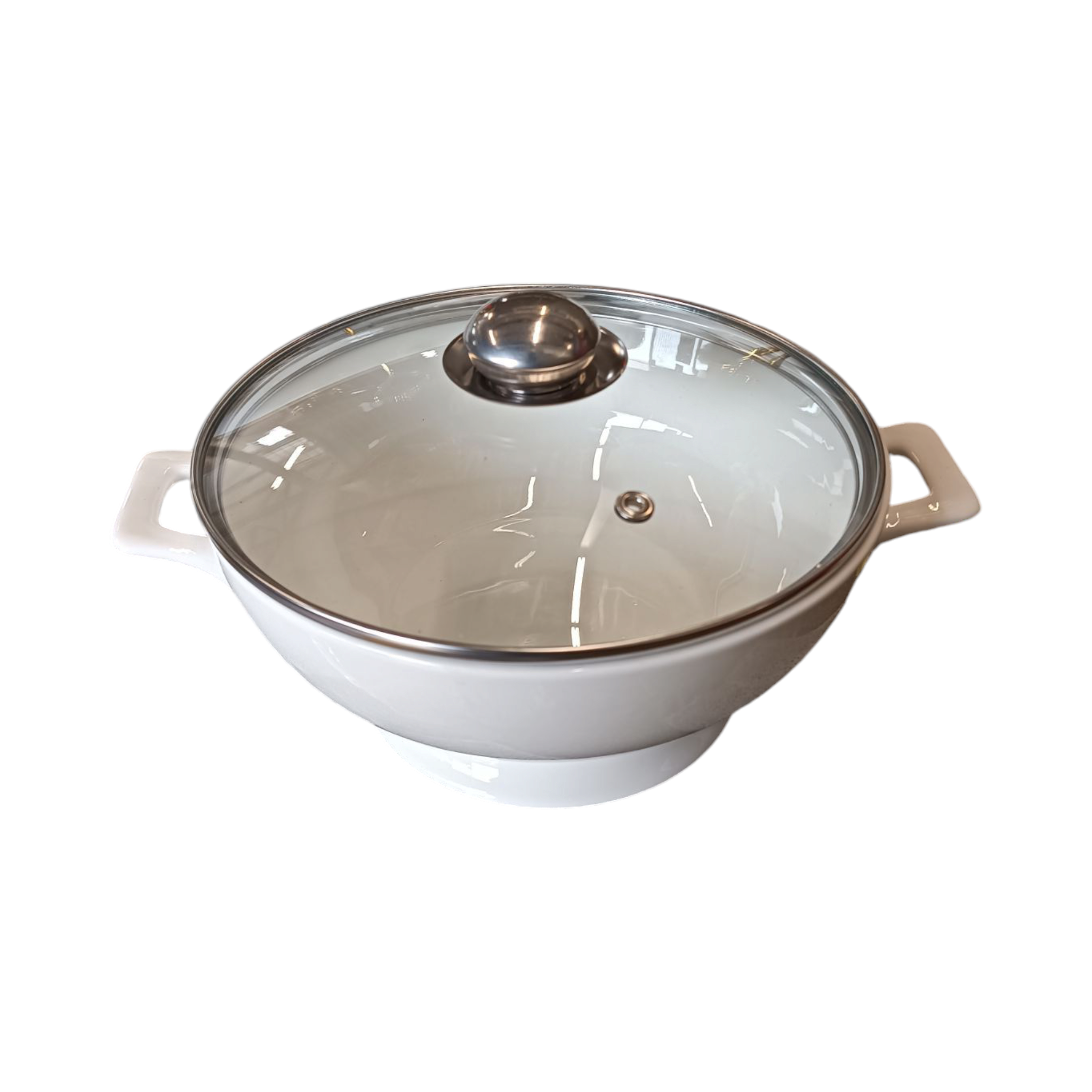 Ceramic White Casserole with Glass Lid 27x22.5x14cm