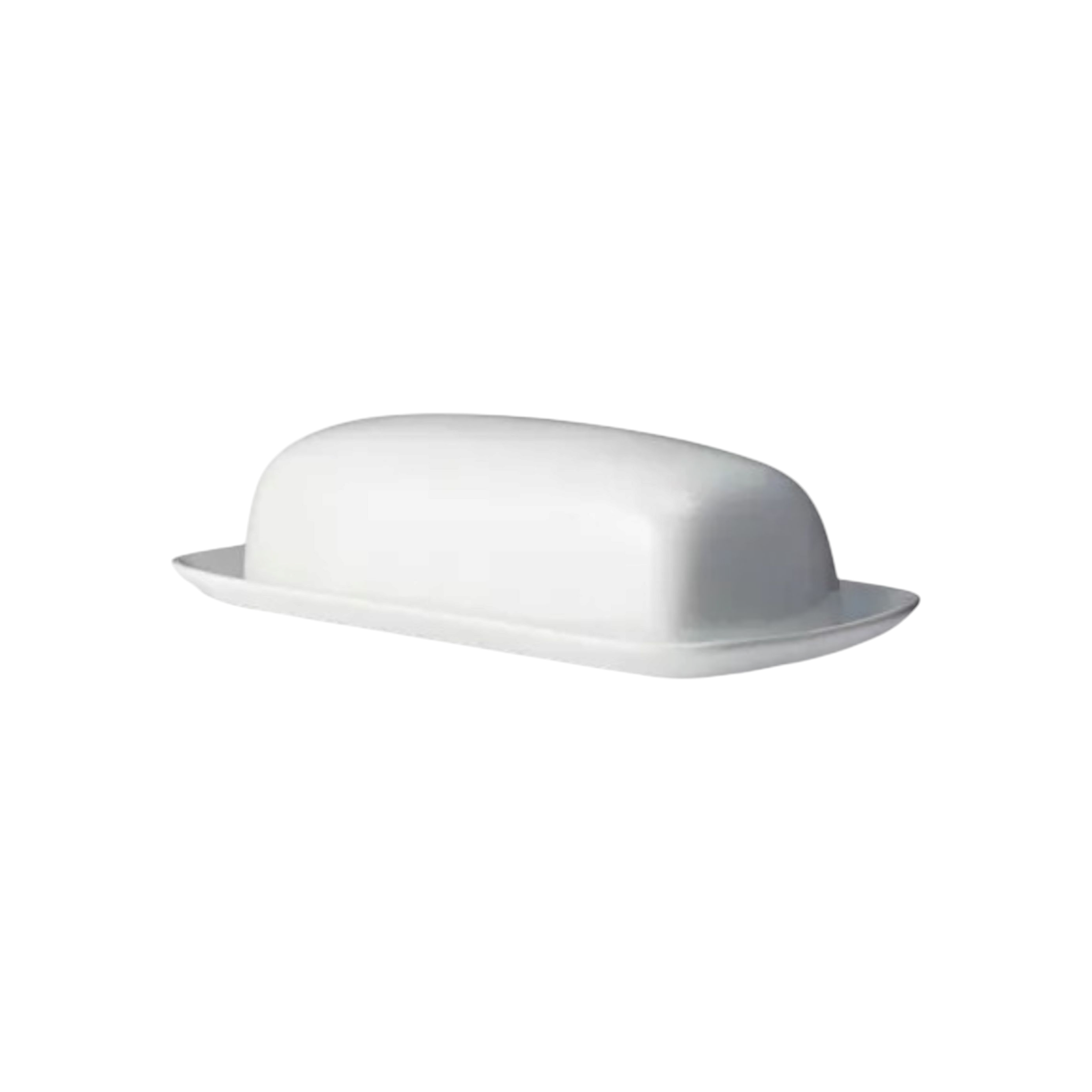 Fine Porcelain White Butter Dish with Cover 8inch