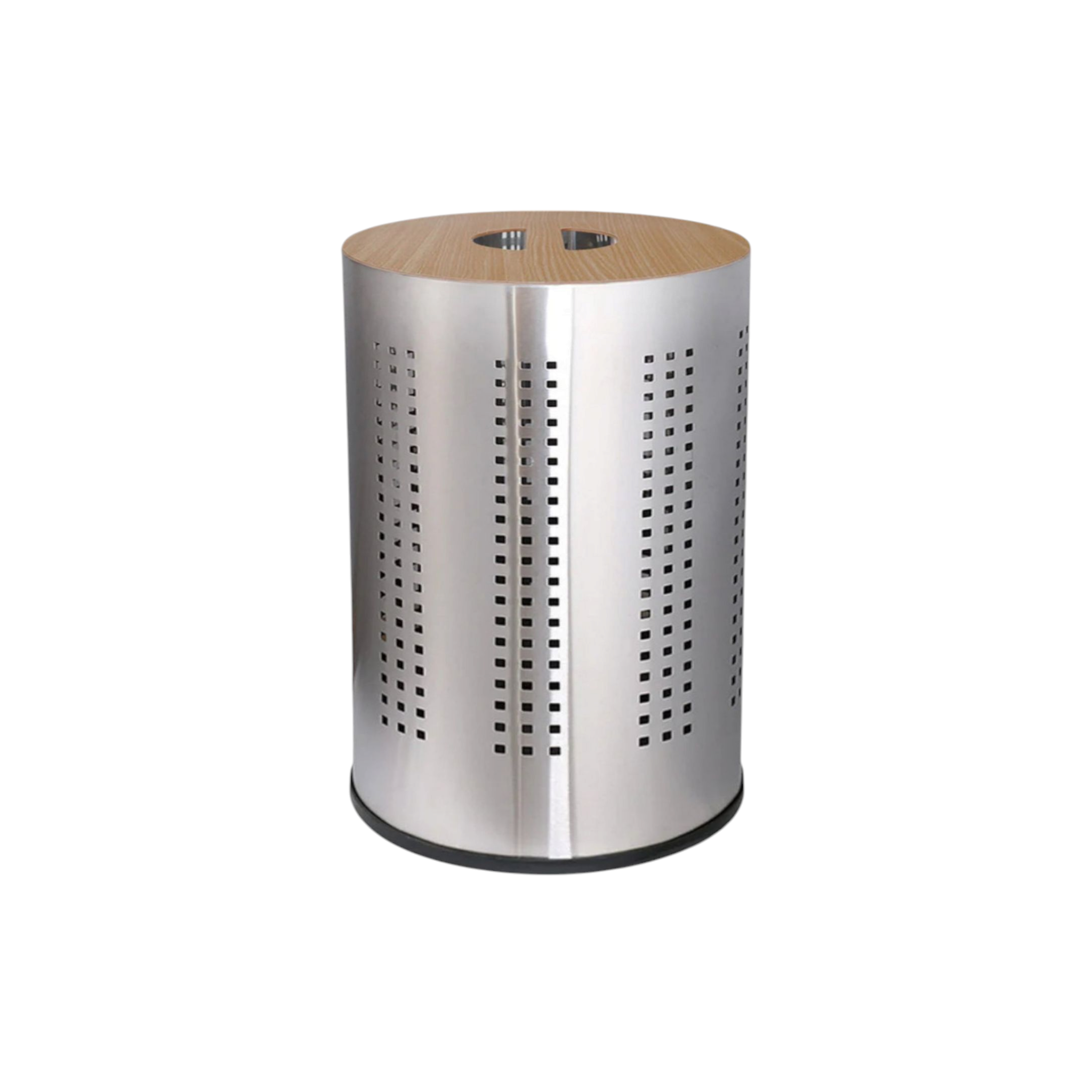 Laundry Bin Stainless Steel With Wooden Dark Brown Lid SGN2333