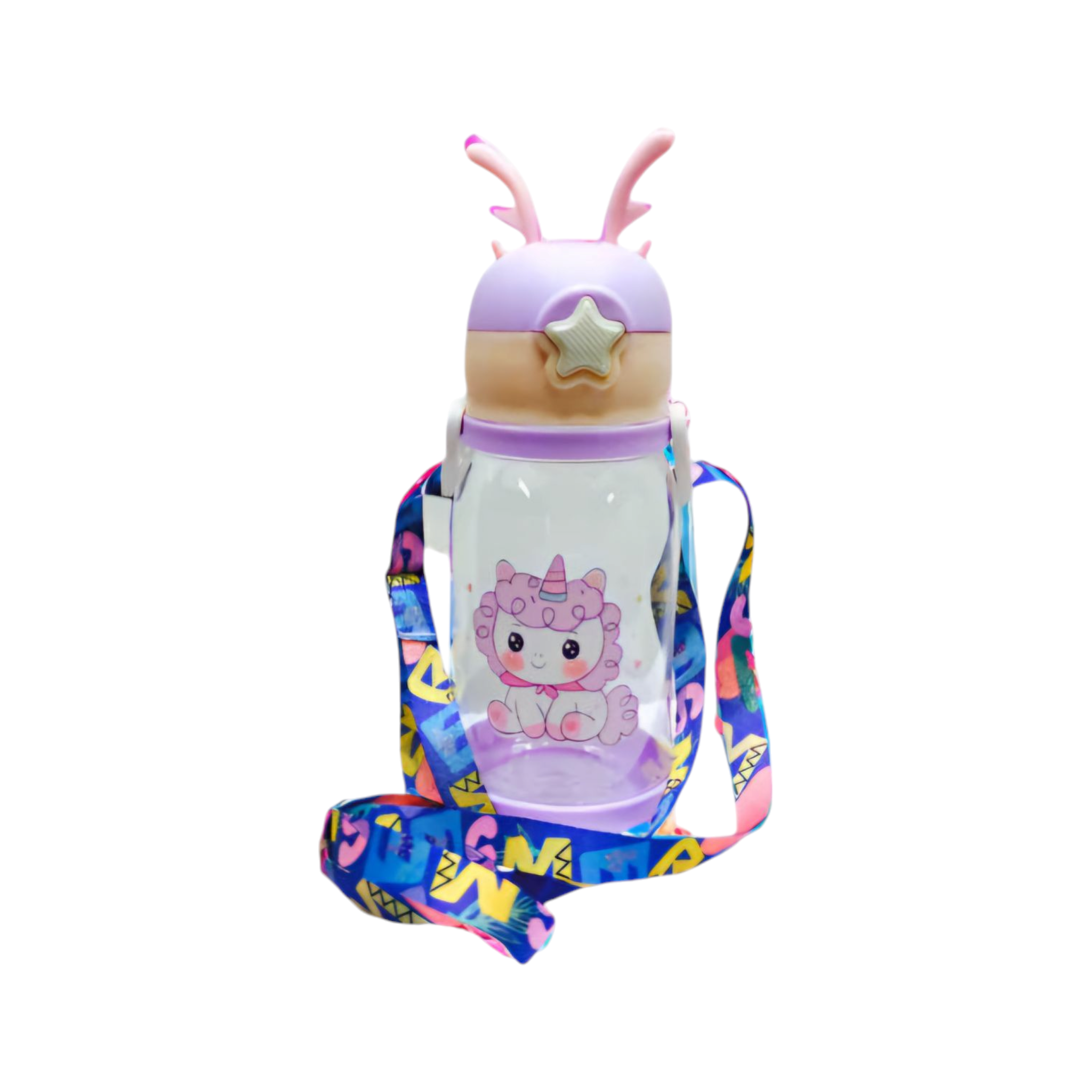 Kids Deer Horn Water Bottle 600ml with Sipper Lid 19x8cm