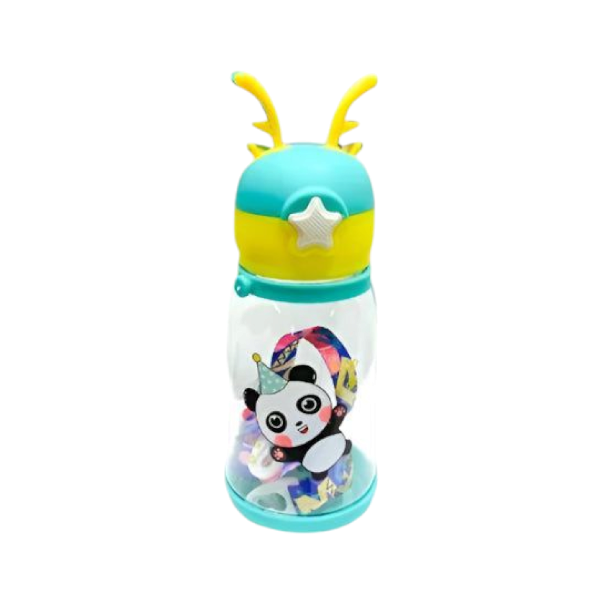 Kids Deer Horn Water Bottle 600ml with Sipper Lid 19x8cm