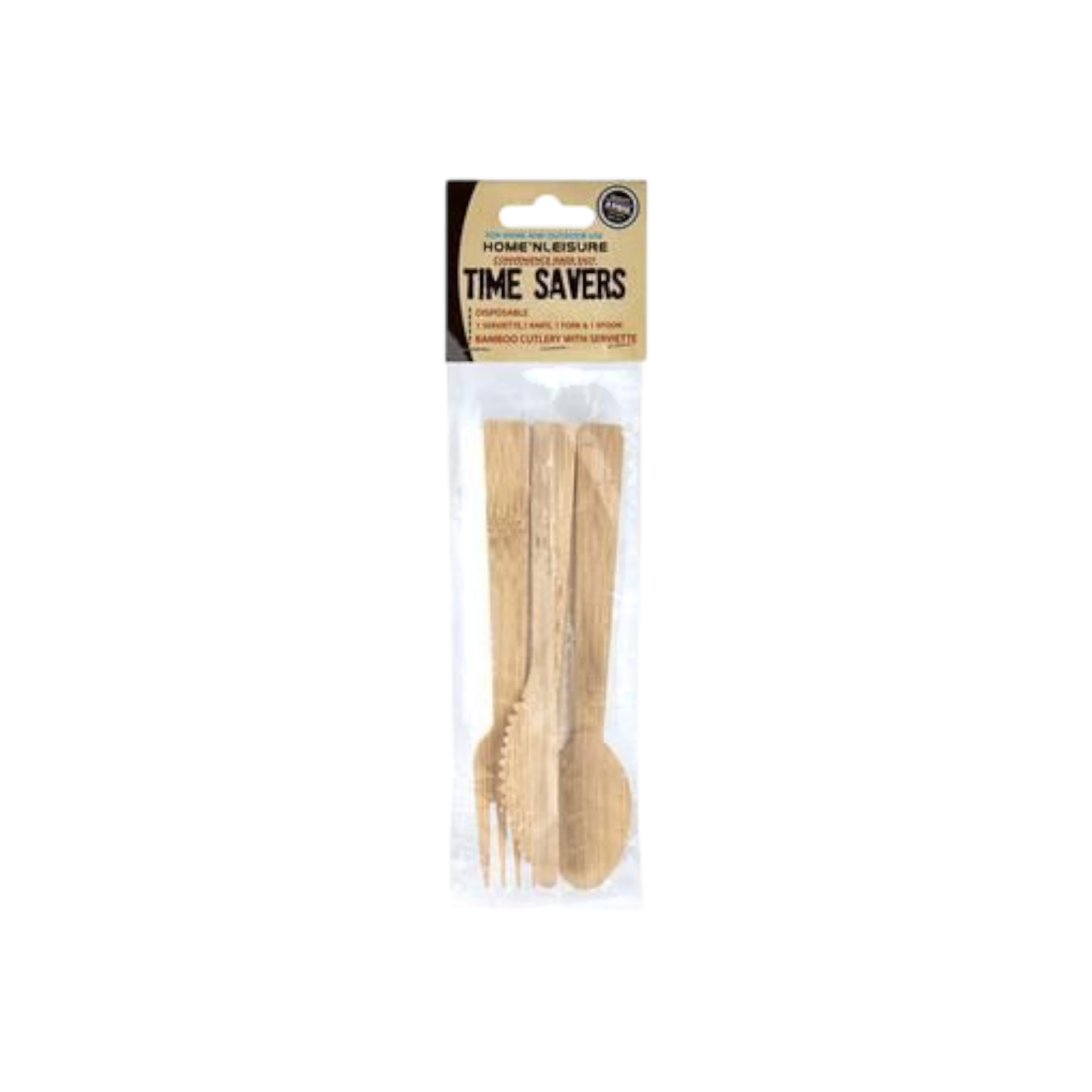 Time Savers Bio Bamboo Cutlery 4ps with Serviette