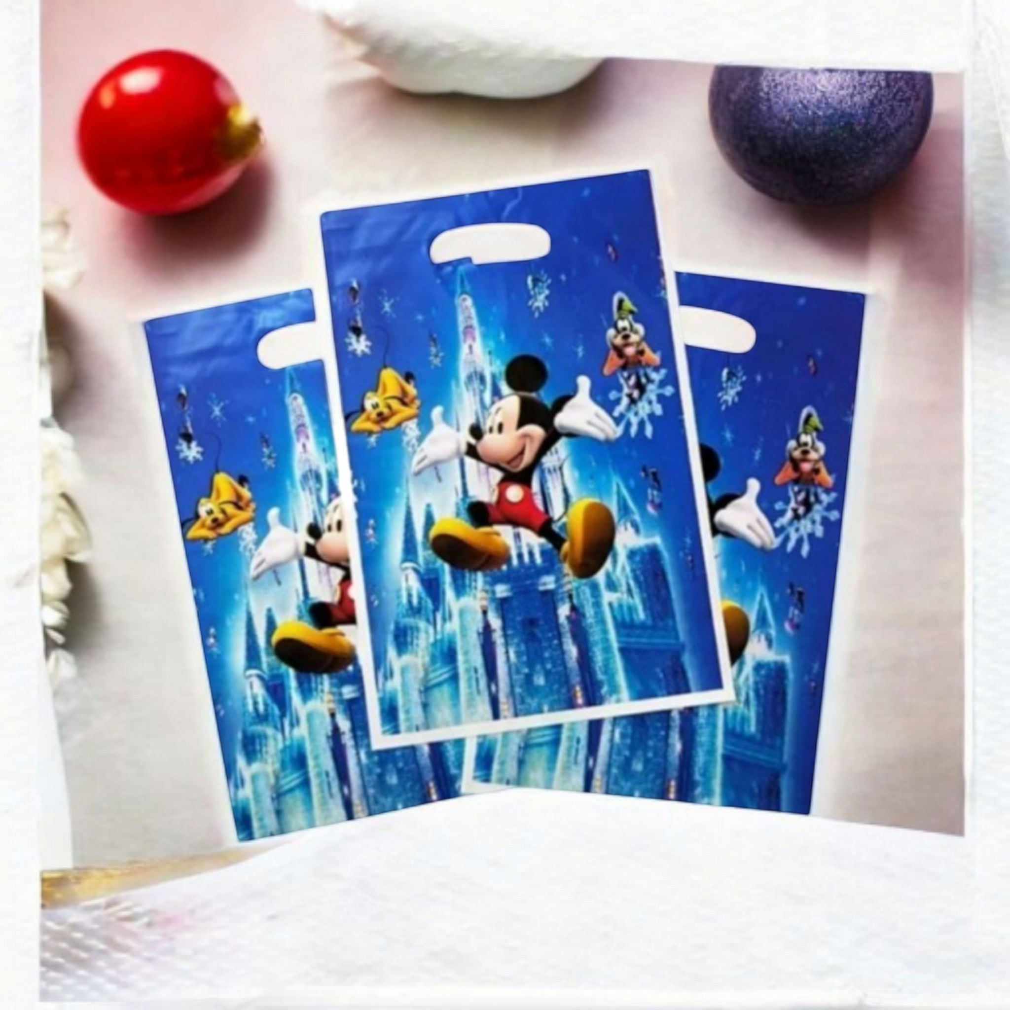 Disney Party Loot Plastic Treat Bags 16x25cm 10pack Die Cut Handle