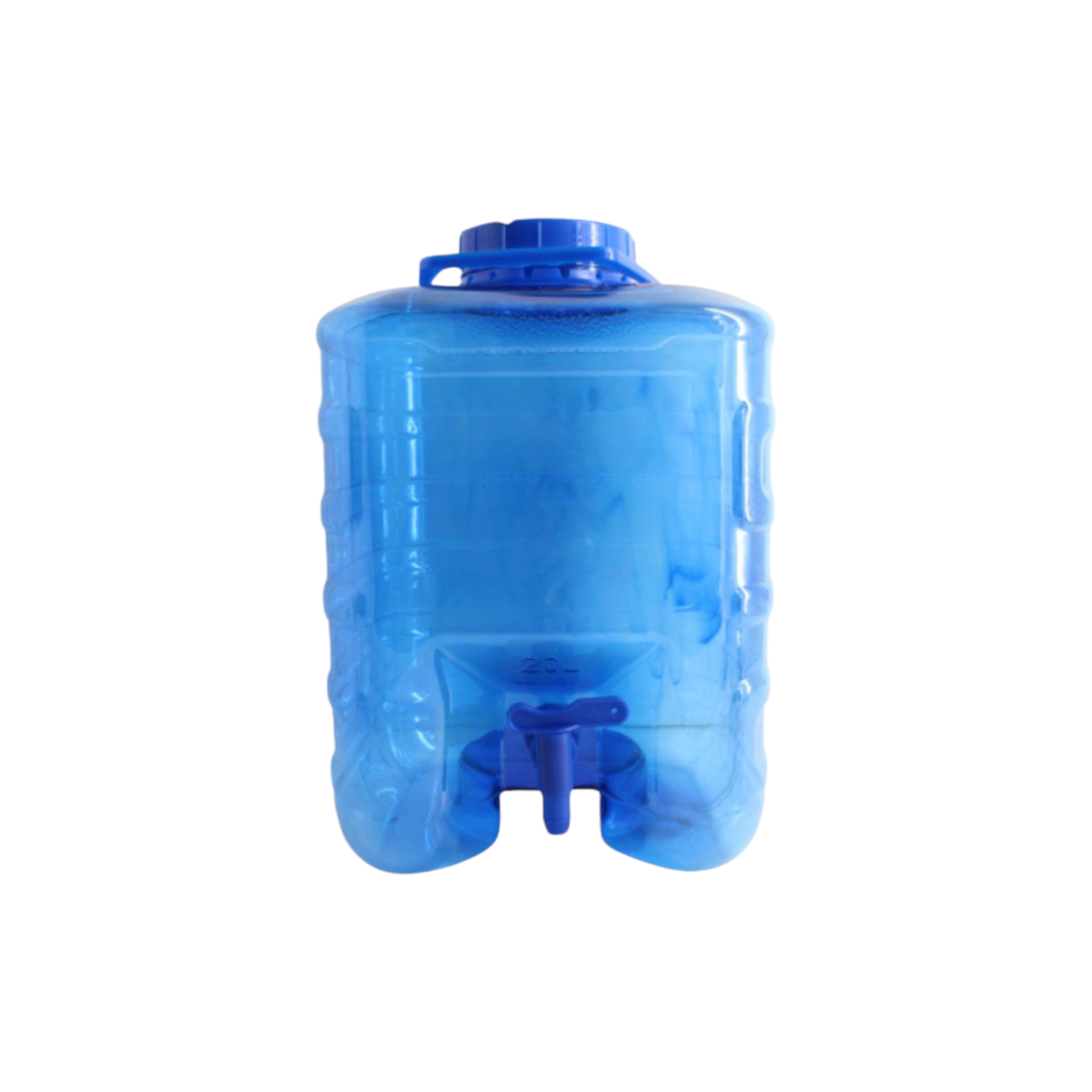 25L PET Water Dispenser with Tap Square Blue Plastic
