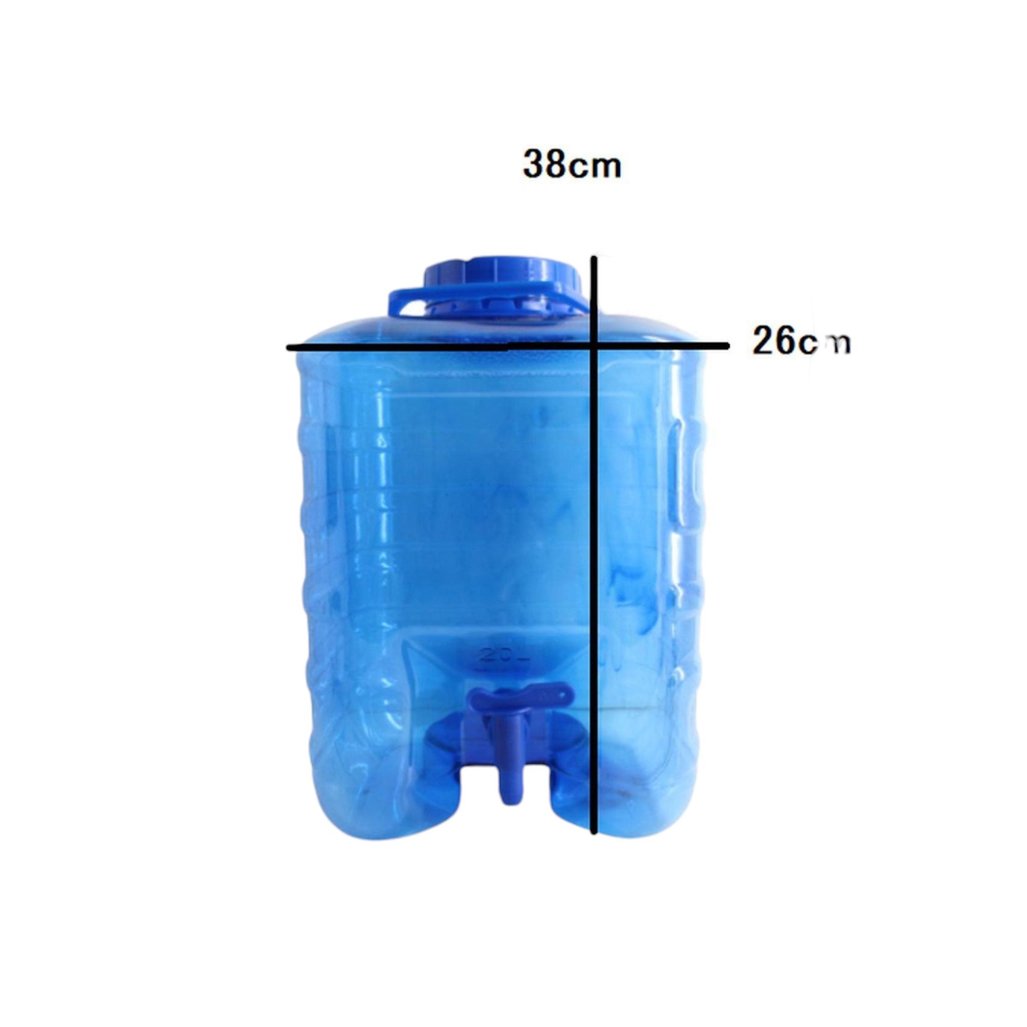 20L PET Water Dispenser with Tap Square Blue Plastic