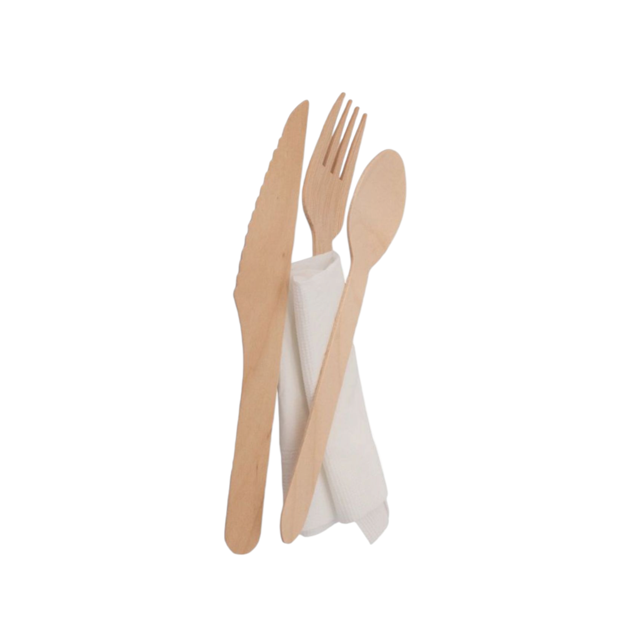 Regent Disposable Wooden Cutlery Knife-Fork-Spoon & Napkin Set 10pack