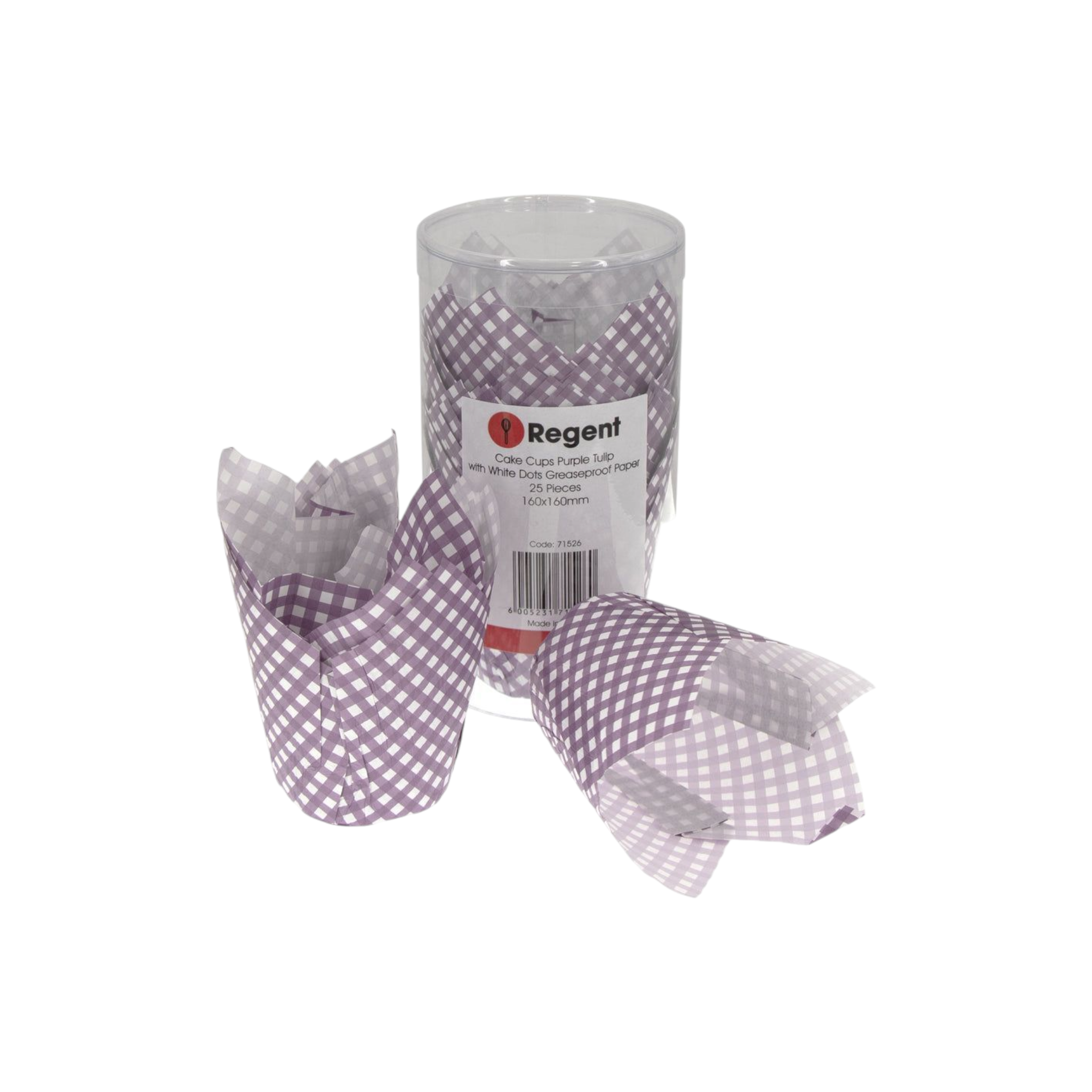 Regent Tulip Cupcake Paper Liners Purple with White Dots Greasproof Paper 25pack 71526