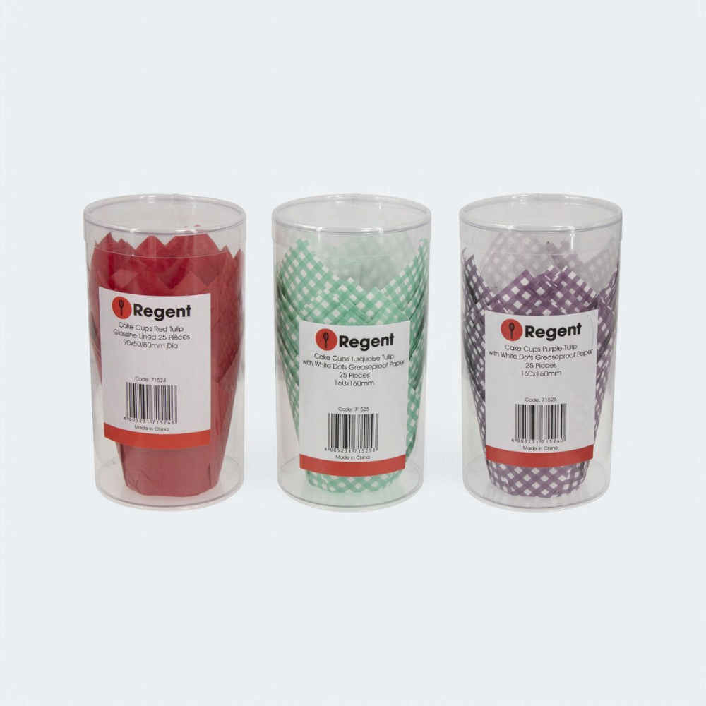 Regent Tulip Cupcake Paper Liners Purple with White Dots Greasproof Paper 25pack 71526