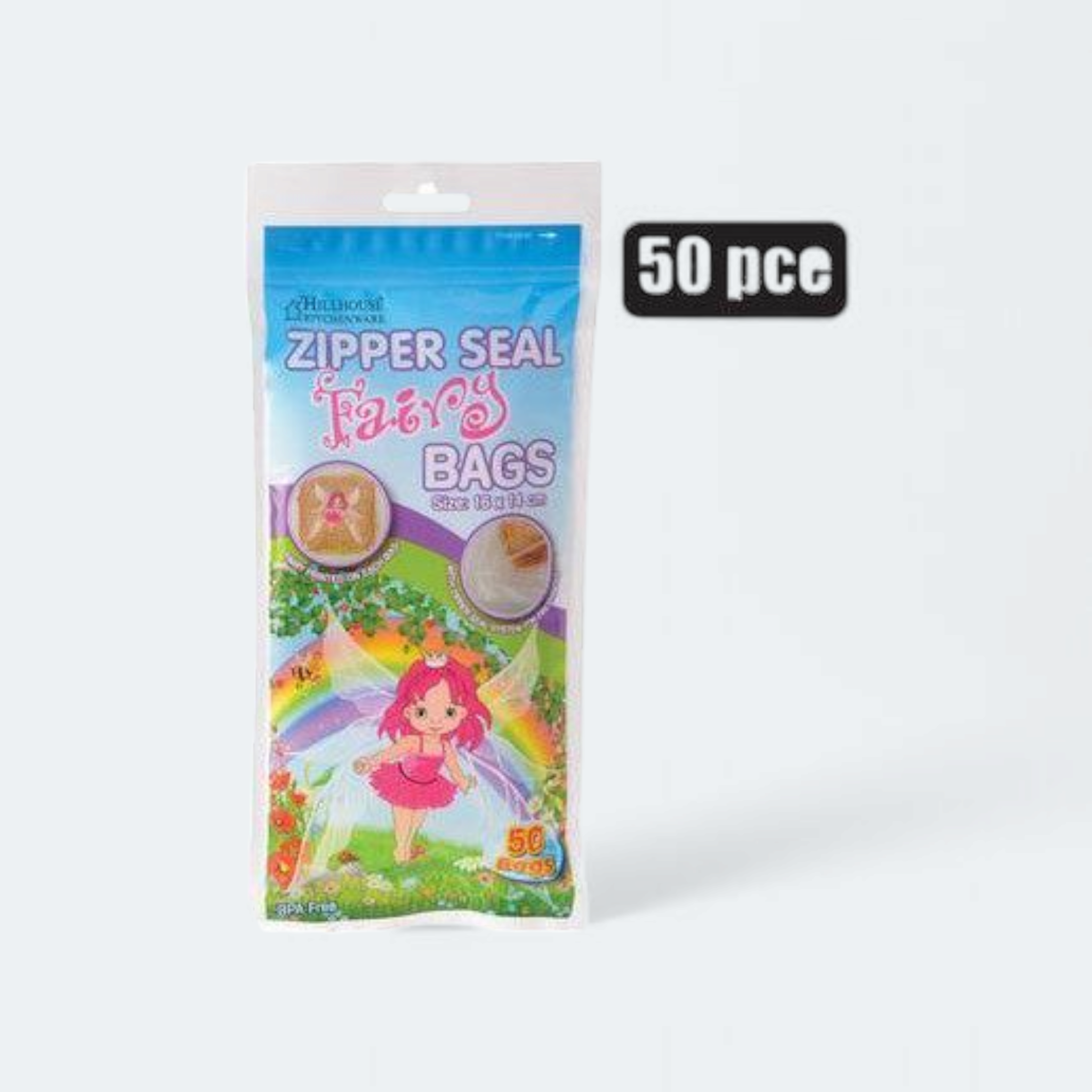 Disposable Plastic Kids Zipper Bag 16x14cm 50pack
