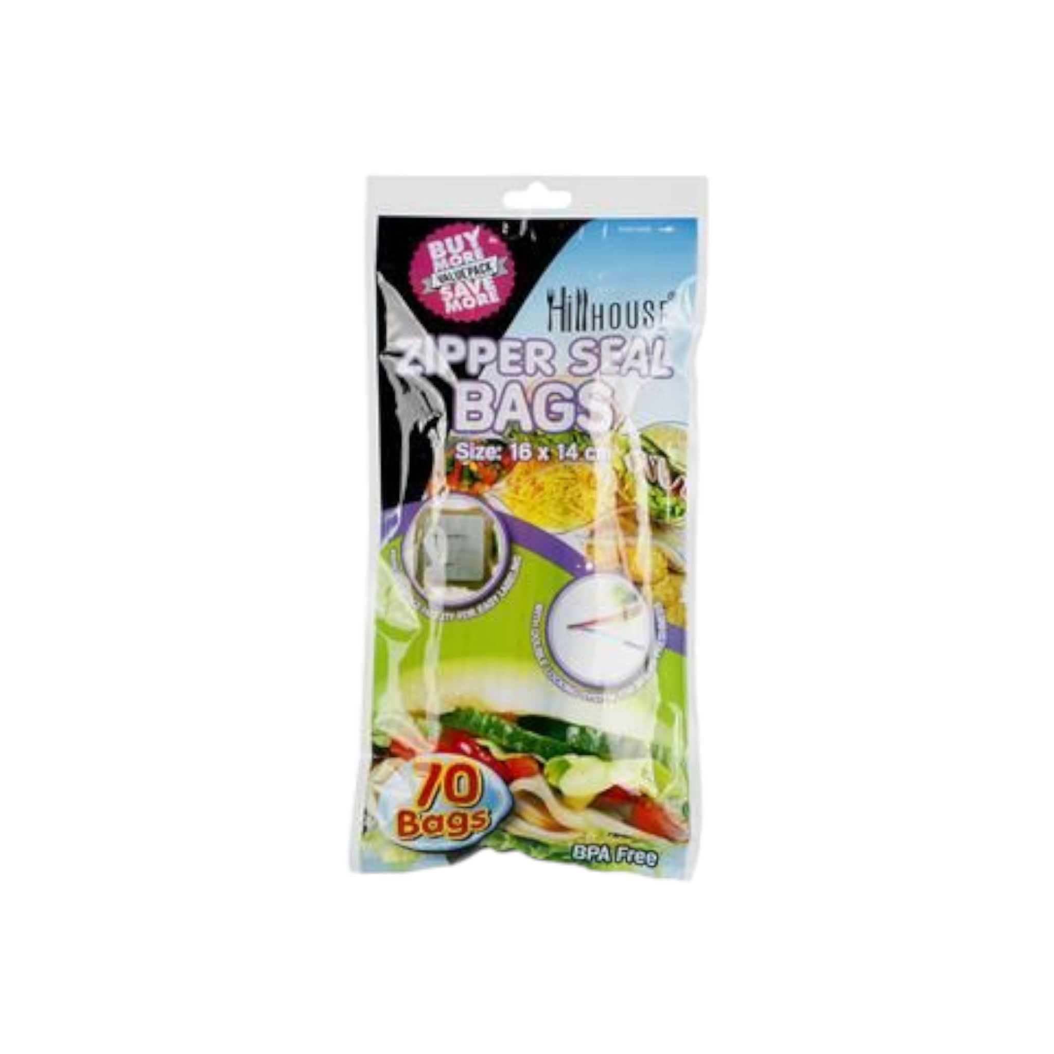 Hillhouse Disposable Zipperseal Bag 70cm Ziplock 16x14cm