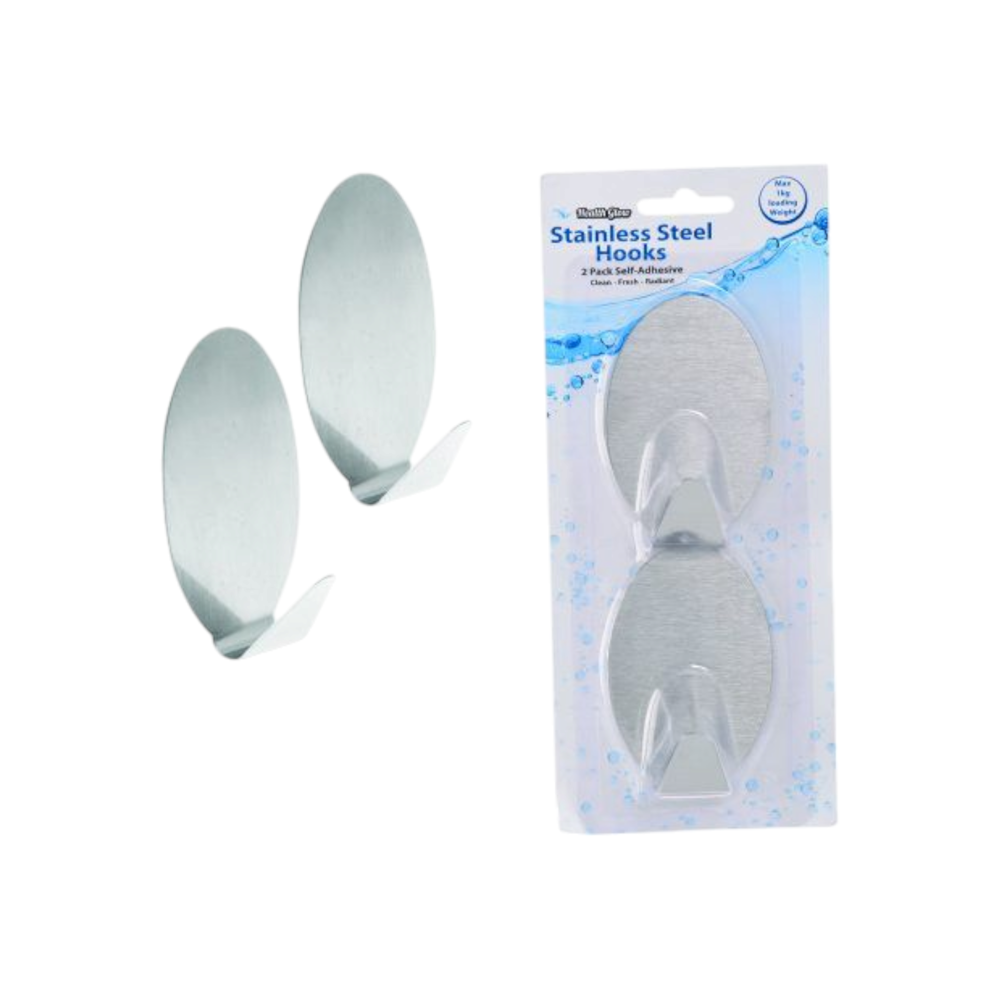 Self Adhesive Hanging Utility Hooks Stainless Steel 2pack