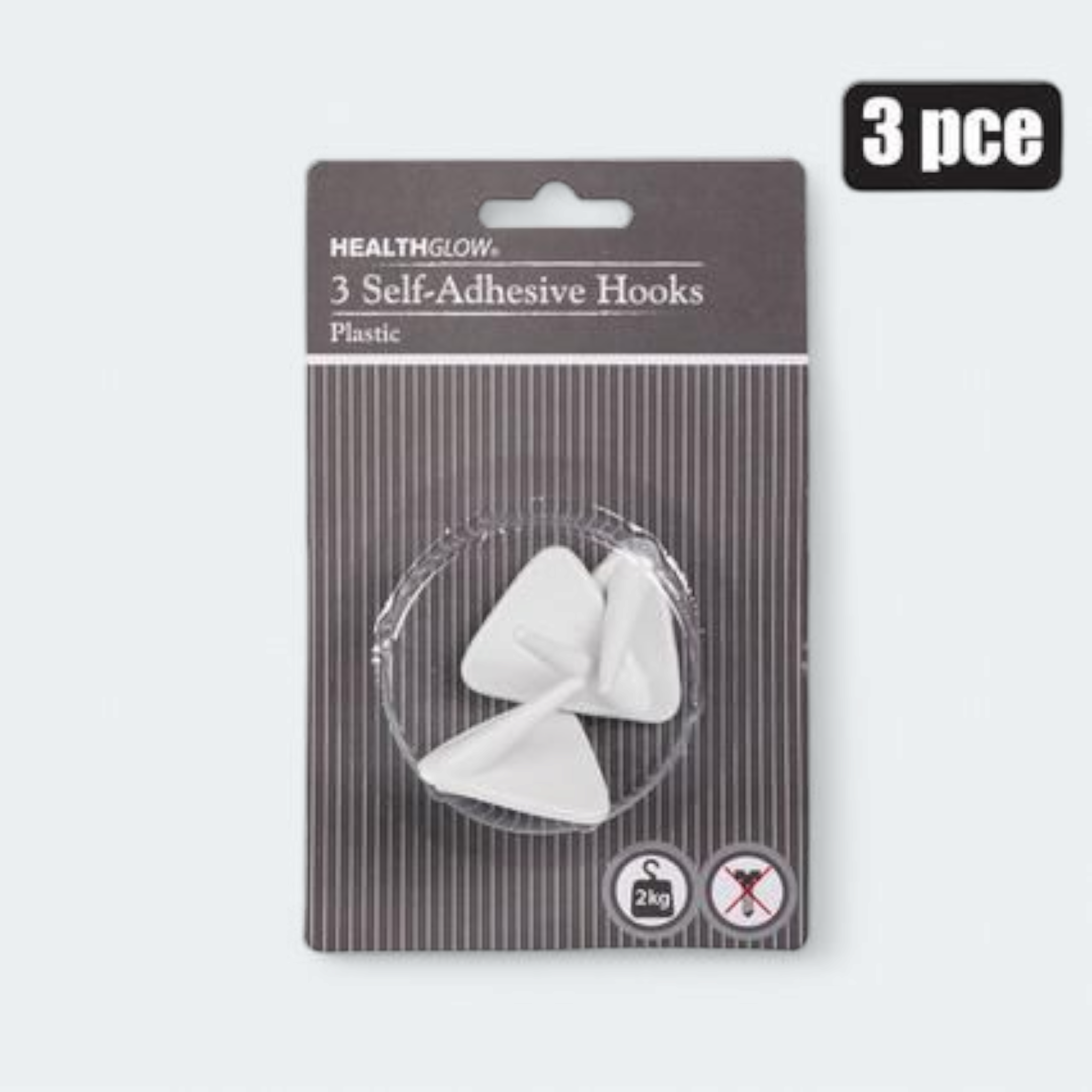 Self Adhesive Hanging Utility Hooks Plastic 3pack