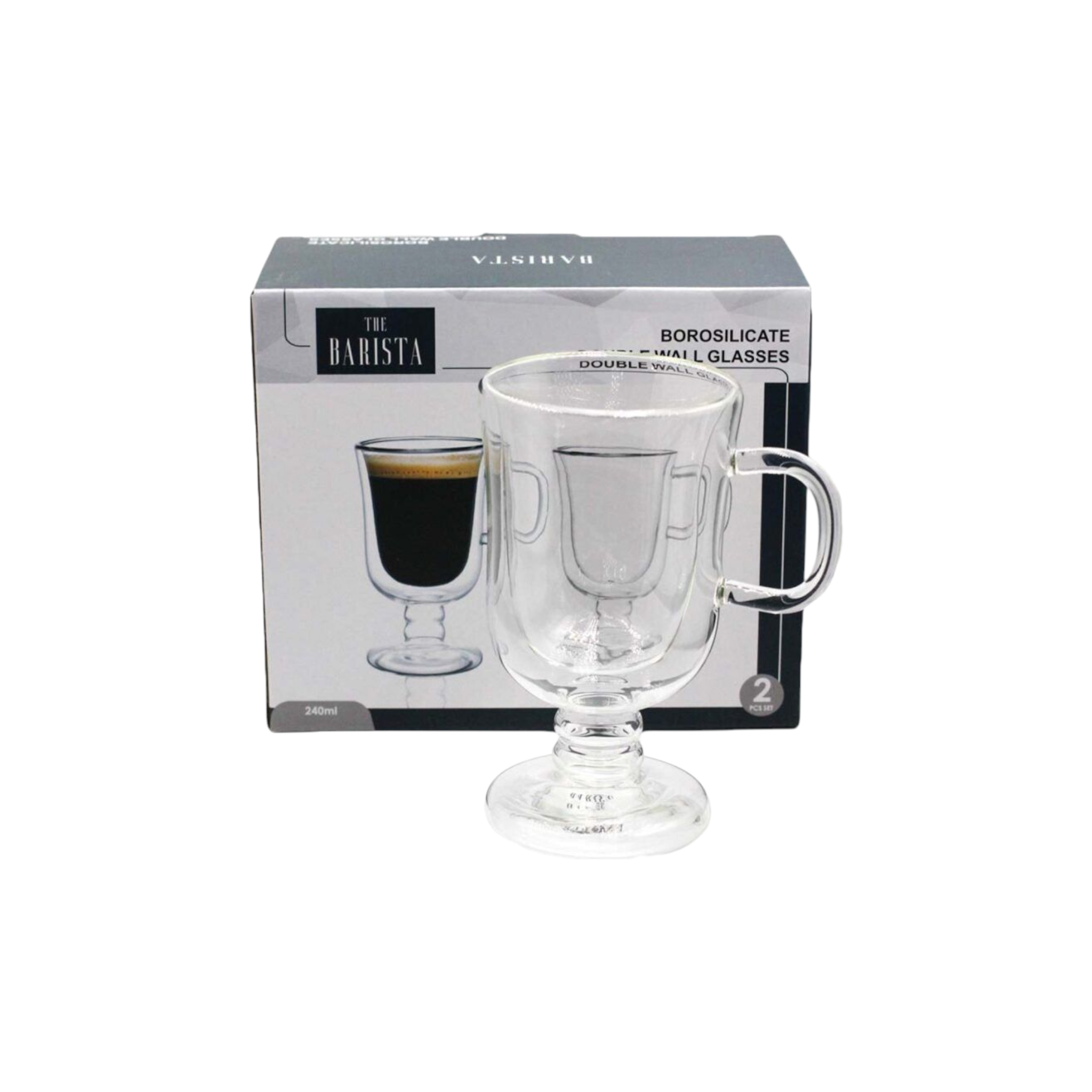 Barista Borosilicate Double Wall Irish Coffee Mug 260ml 2pc 10197