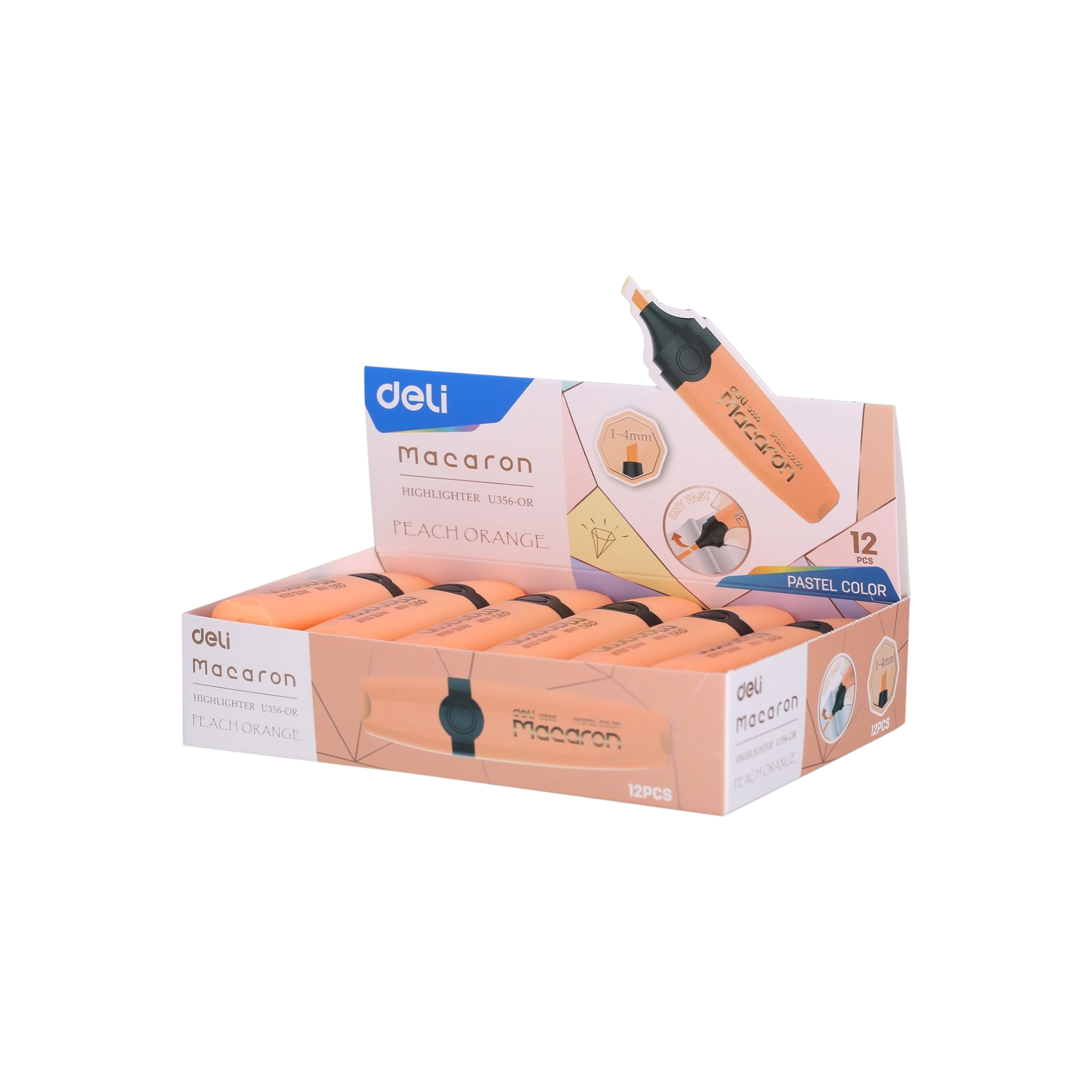 Deli Highlighter Chisel Tip 1.5mm Orange EU356-OR