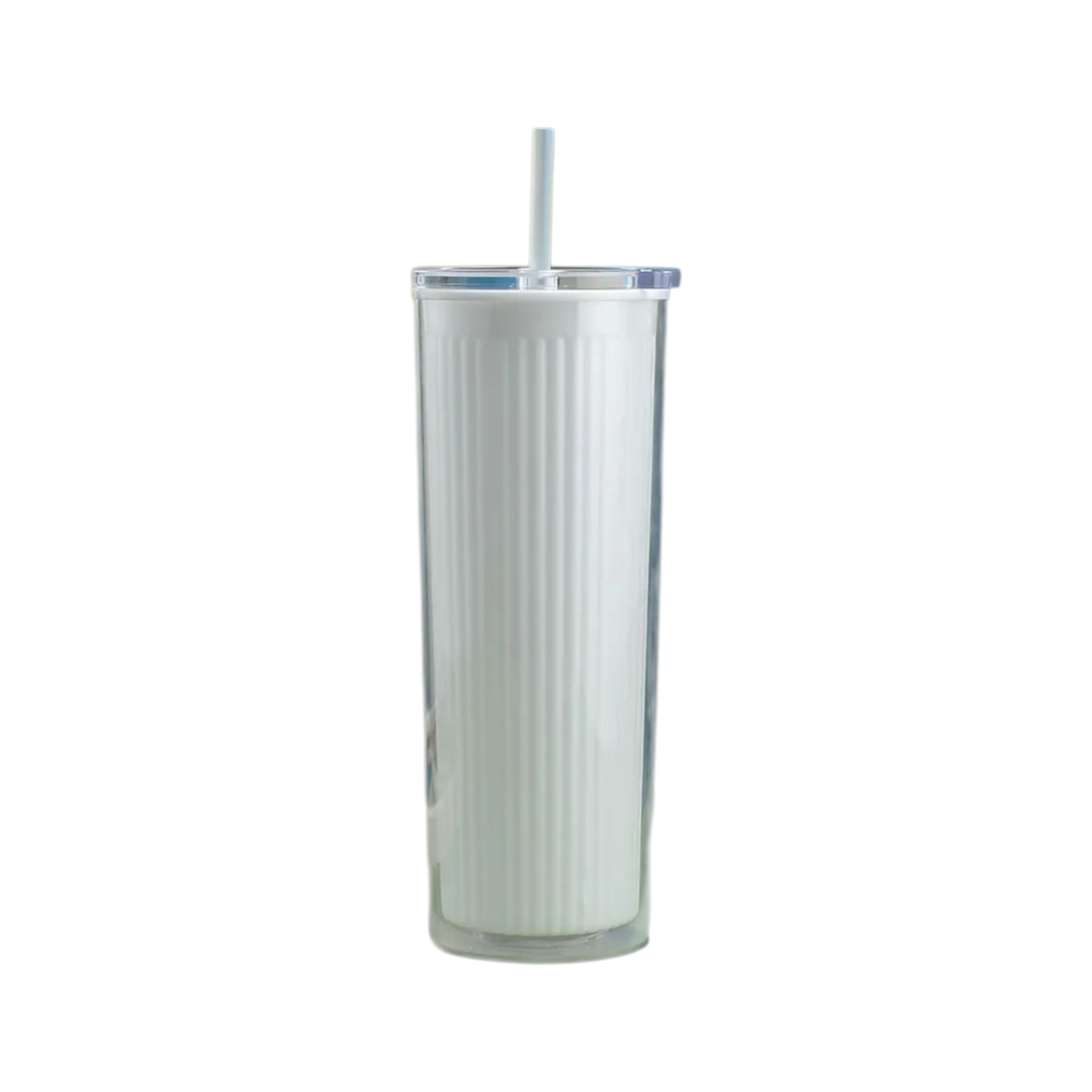 720ml Acrylic Drinking Tumbler Bottle with Lid & Straw 23x9cm