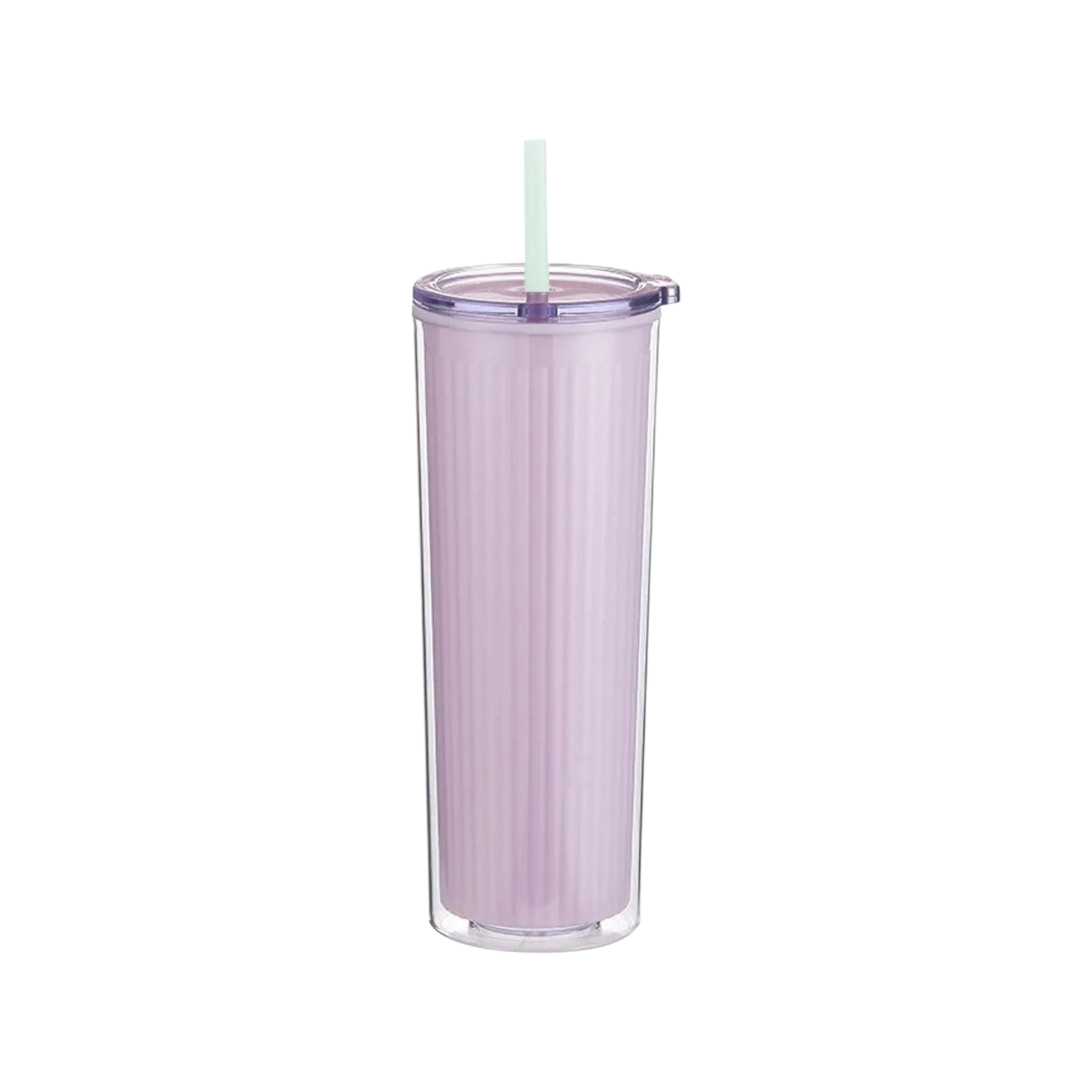 720ml Acrylic Drinking Tumbler Bottle with Lid & Straw 23x9cm