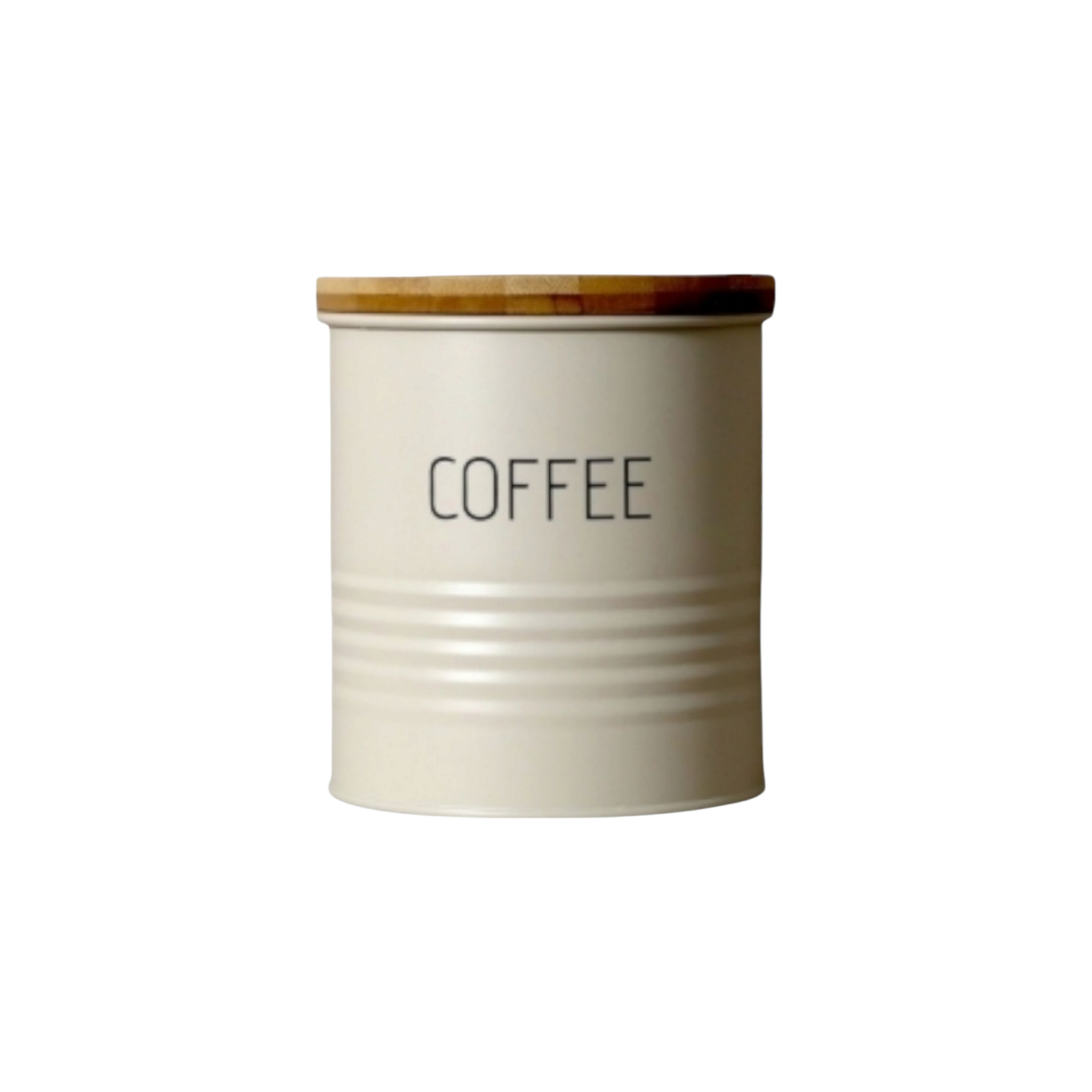 Aqua Coffee Tin Canister Cream with Bamboo Lid 29901