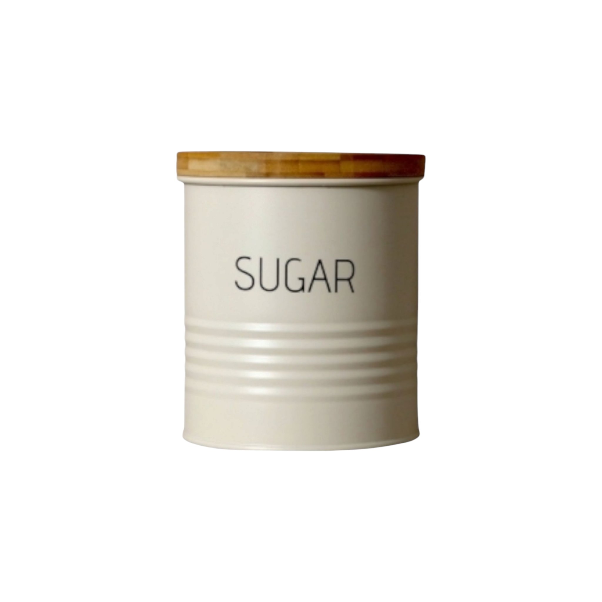 Aqua Sugar Tin Canister Cream with Bamboo Lid 29902