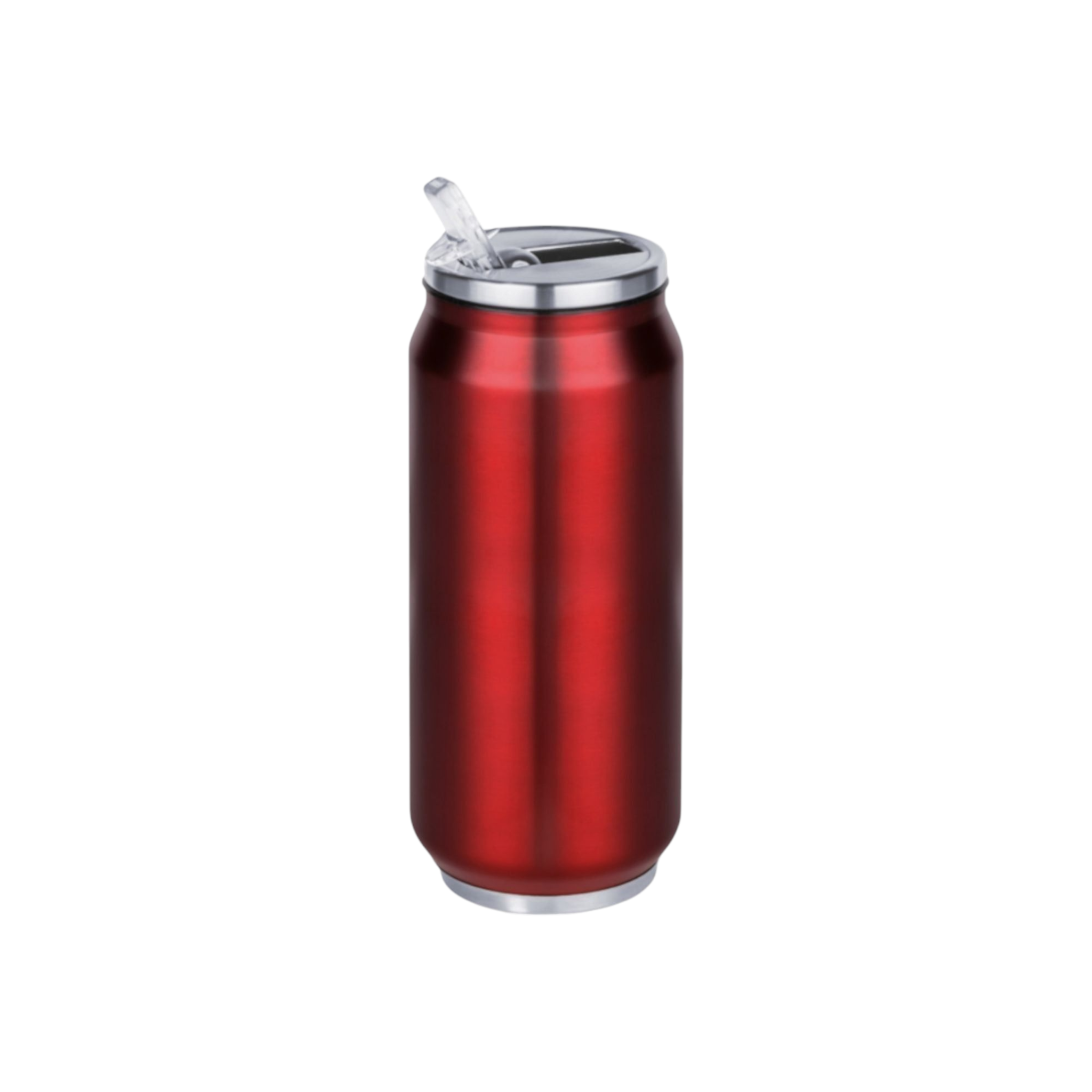 Can Shaped 500ml Thermos Drinking Bottle Flask Stainless Steel Vacuum Cup 18x6.4cm Retractable Straw