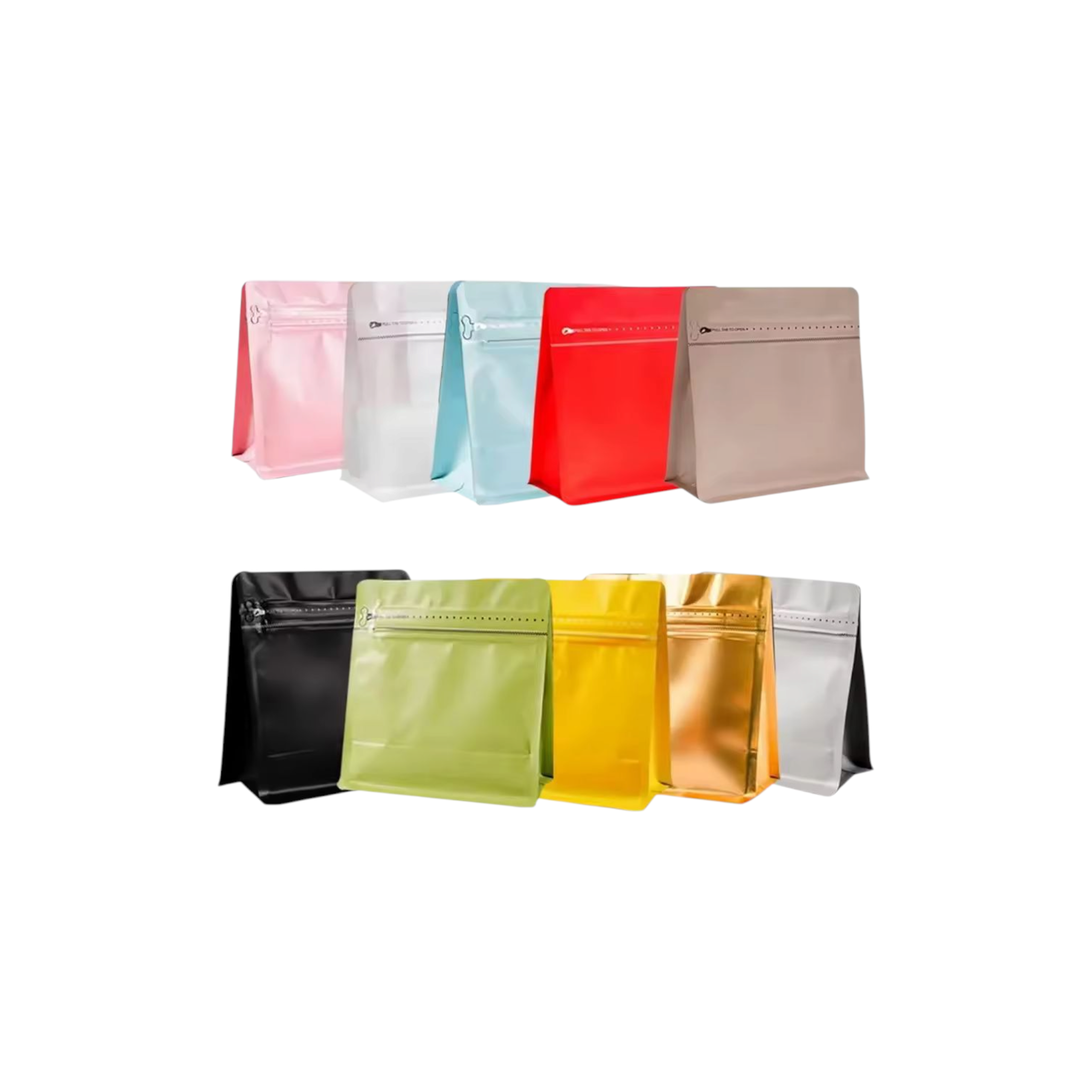 Aluminium Metalized Stand-up Damond Coffee Bean Pouch Bag - Vacuum Seal Pull-tab with Air Valve Resealable 10Pack