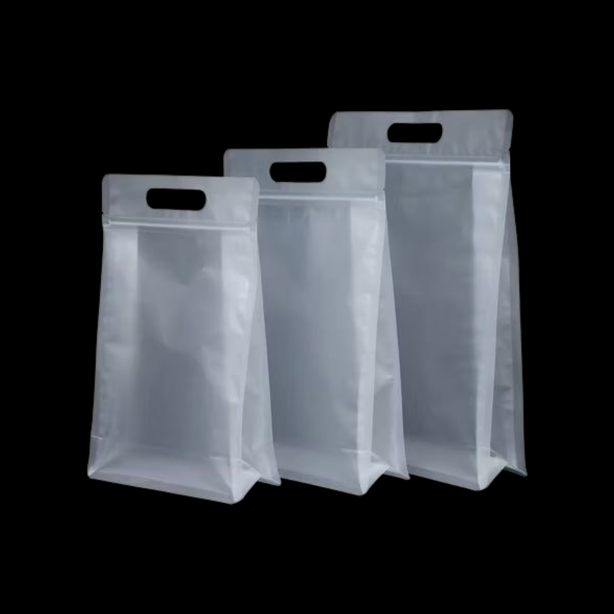 Food Grade Laminated Zip Lock Stand-Up Carry Plastic Bags Frosted with Handle & Flat Bottom 10pack