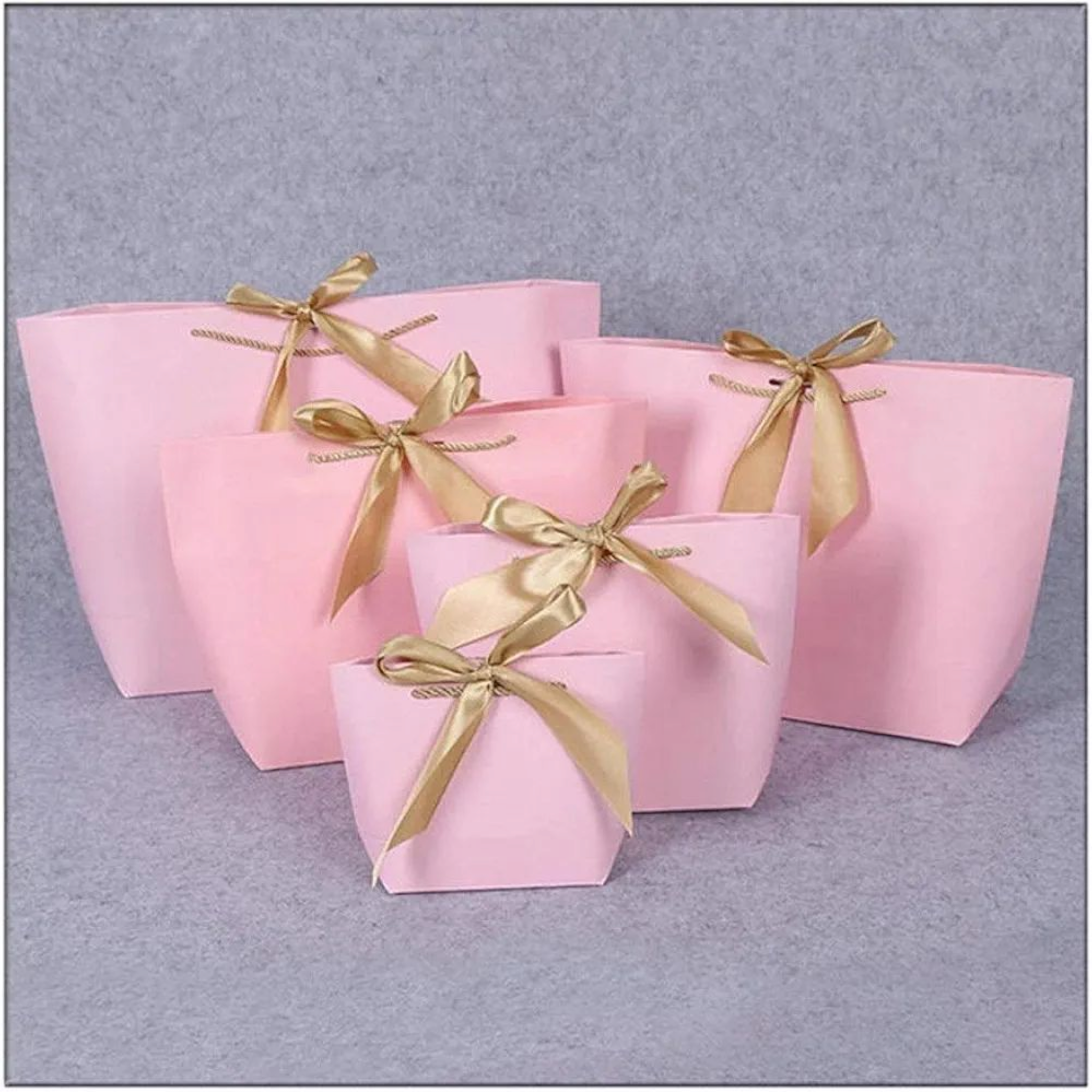 Designer Gift Paper Bag with Gold String Handle & Ribbon